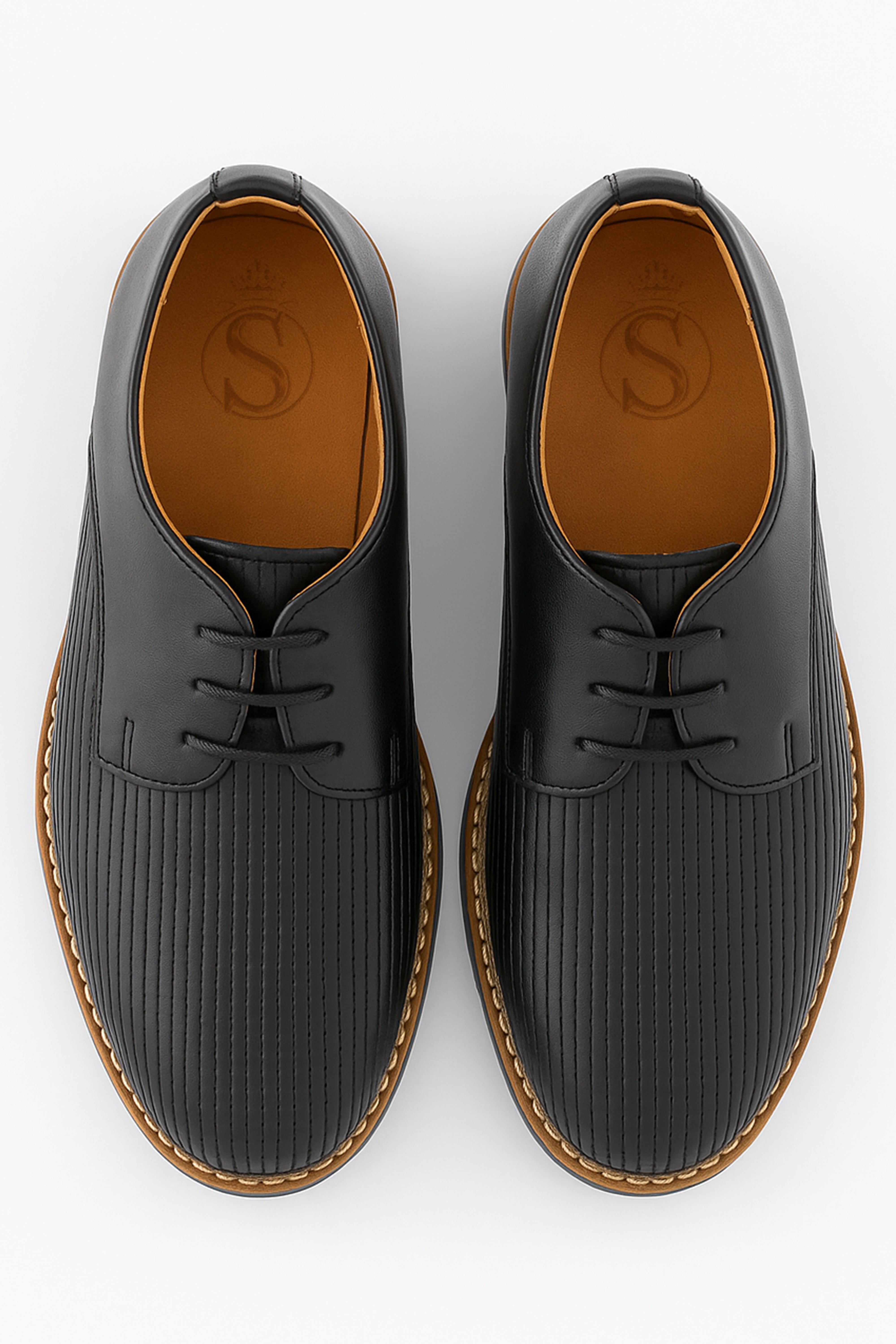 Boys Leather Lace Up Formal Shoes - Black Front Picture