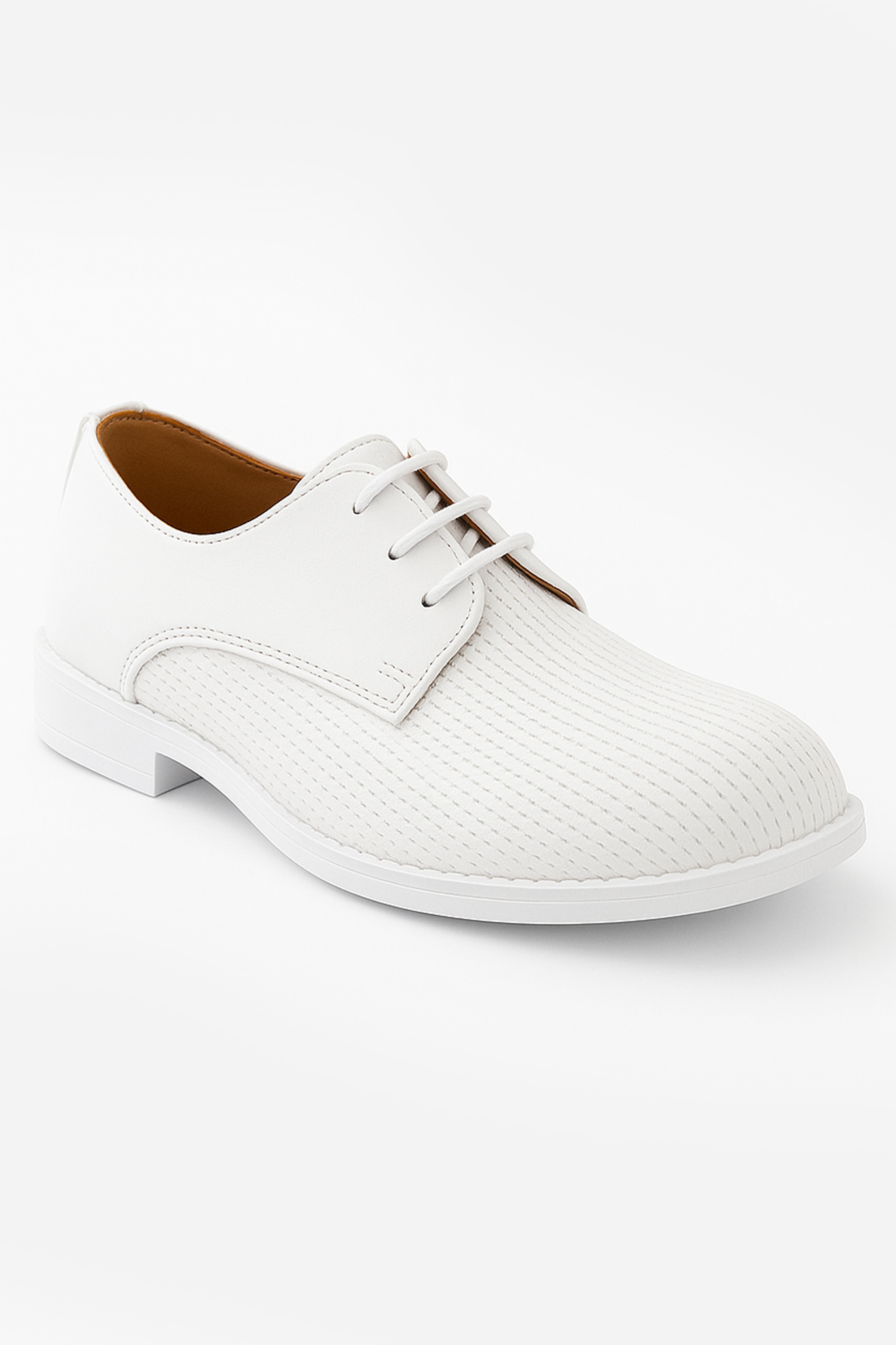 Boys Leather Lace Up Formal Shoes - White