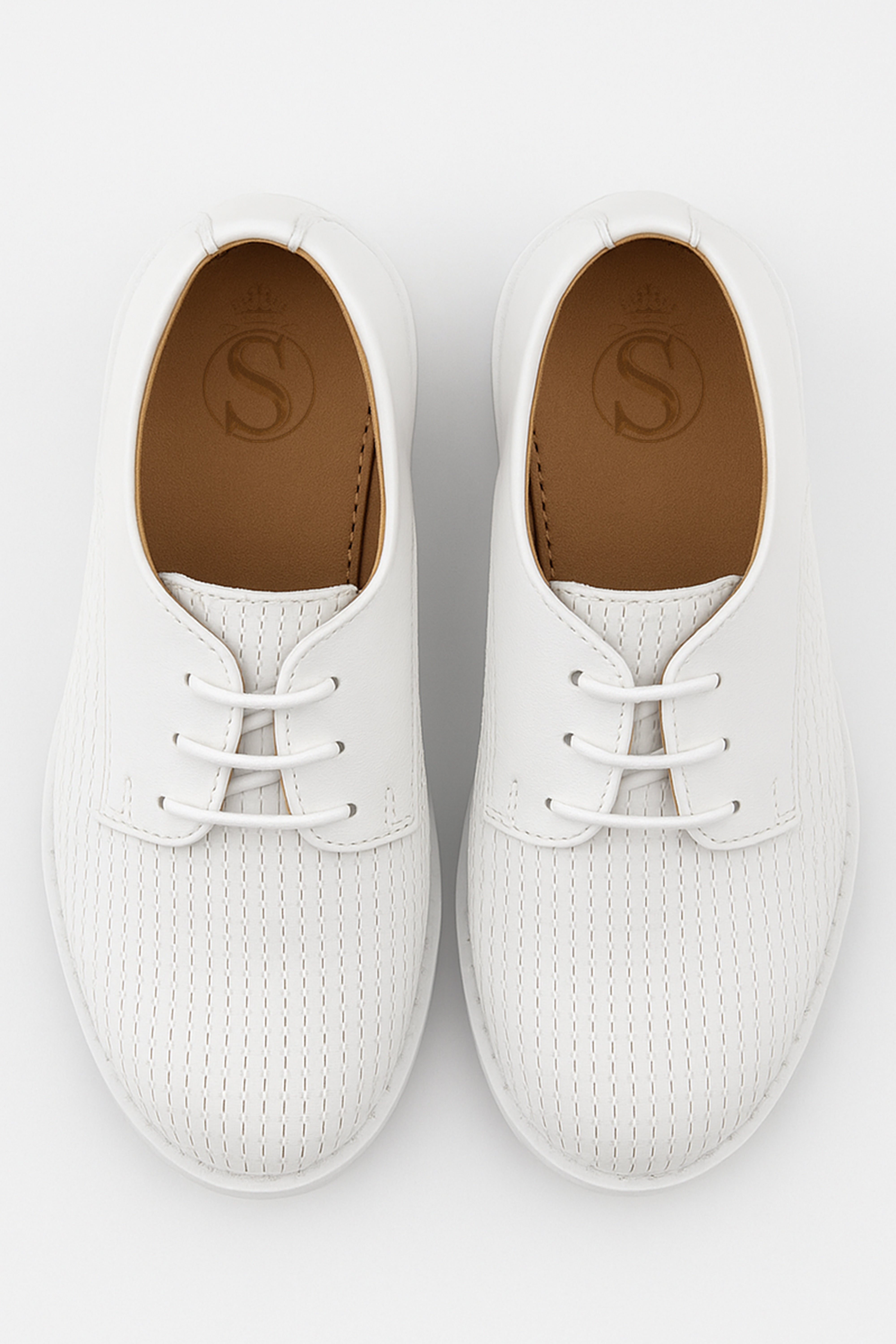Boys Leather Lace Up Formal Shoes - White