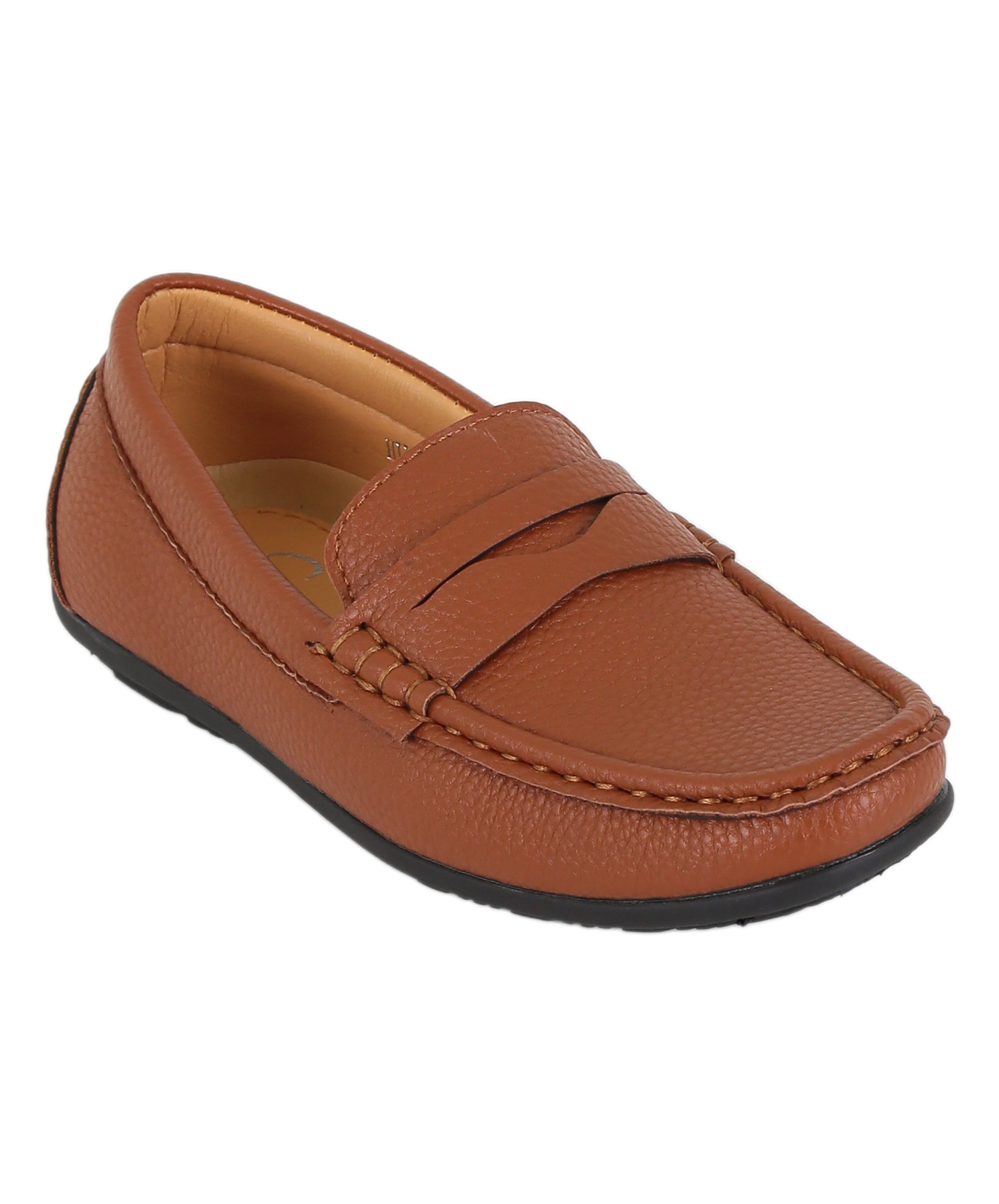 Boys Leather Penny Loafer - HUGO - Tan Brown Side Picture