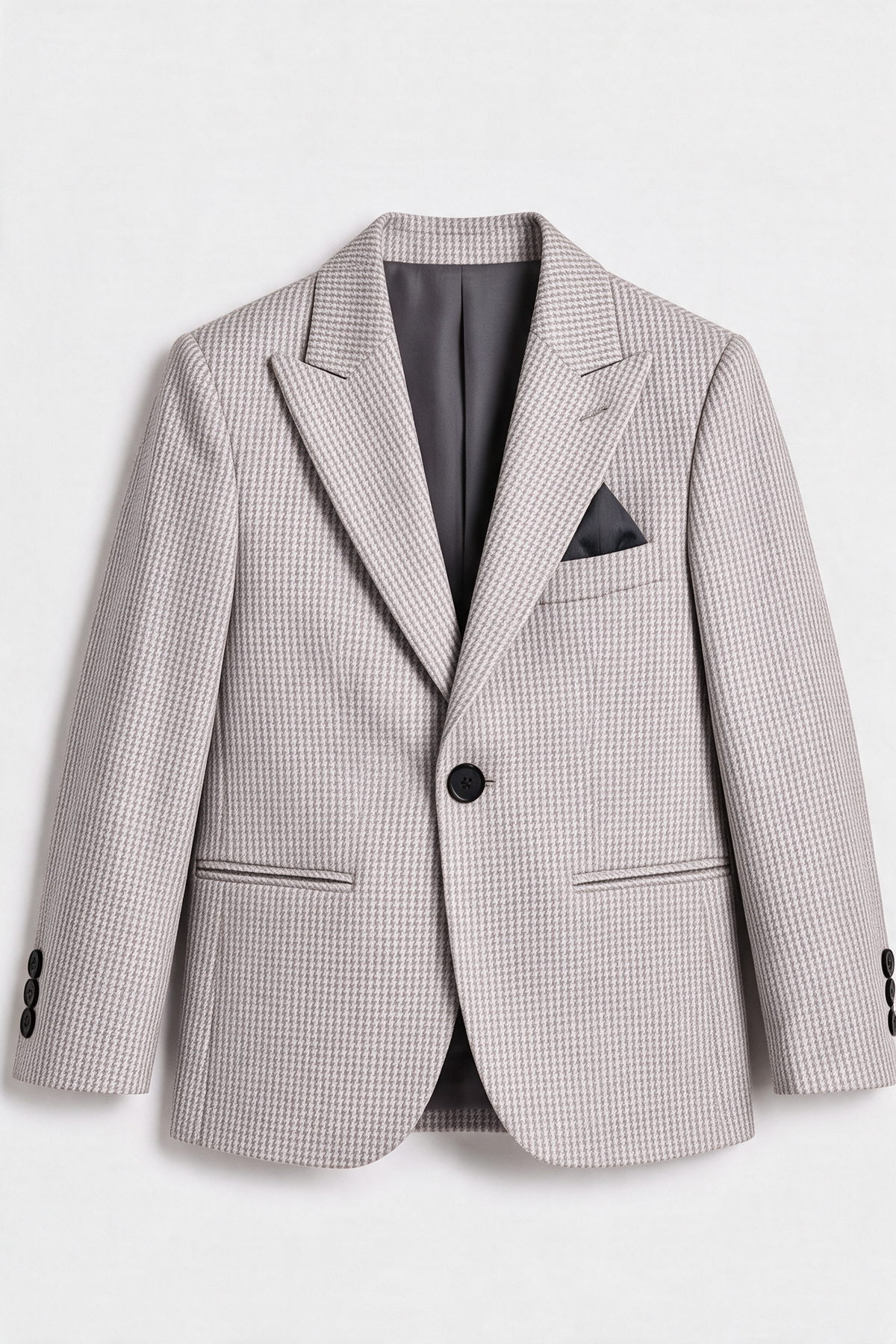 Boys Light Grey and Purple 2-Piece Mini Tweed Houndstooth Suit - ORME Blazer Picture