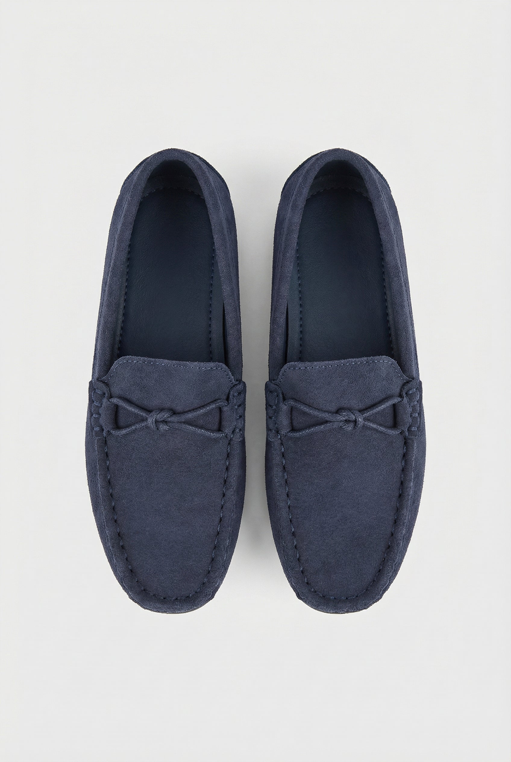 Boys Moccasin Suede Loafer Shoes - Marcus Navy Front Picture