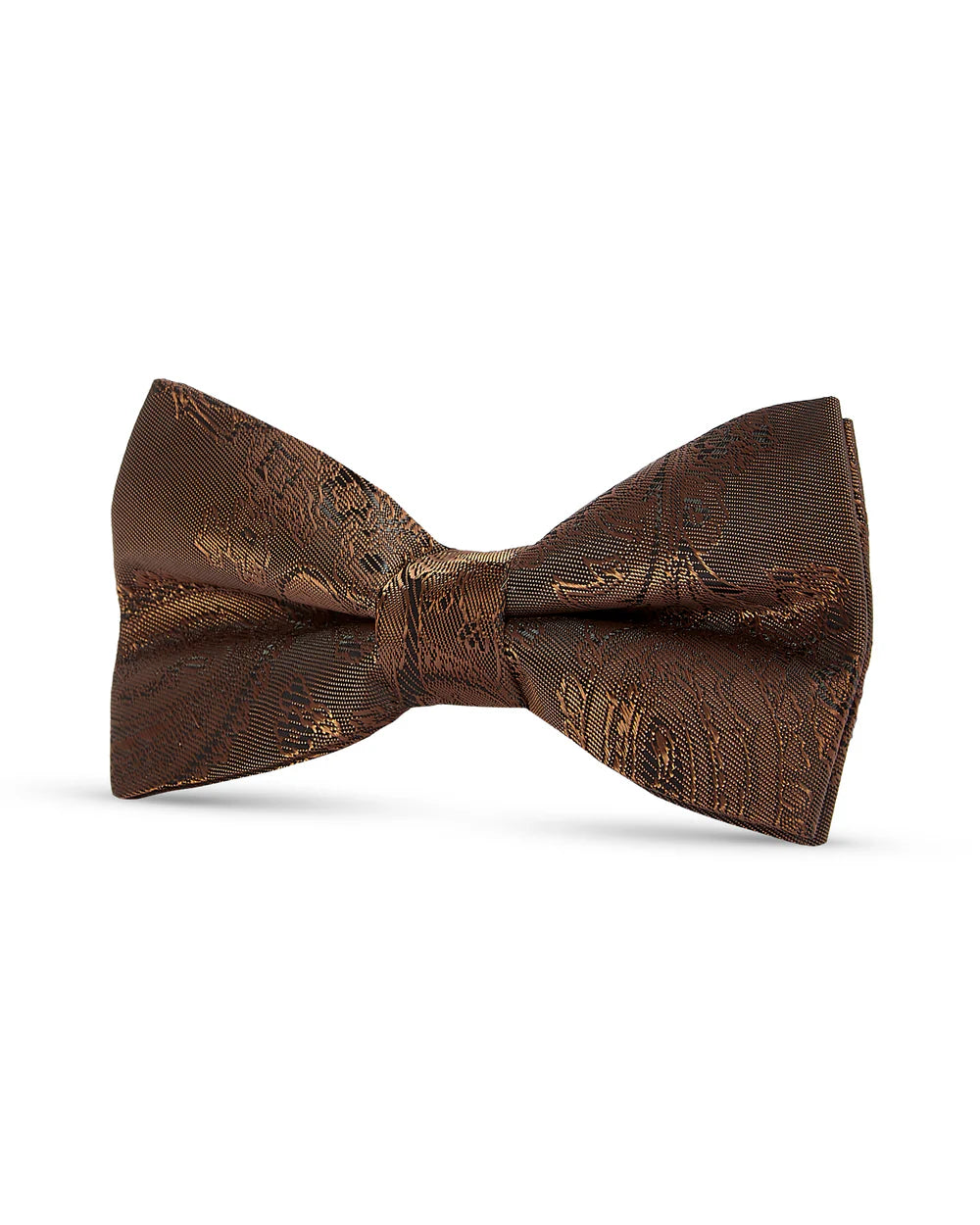 Boys Paisley Jacquard Pre-Tied Bow Tie with Adjustable Clip Neck Strap - Brown