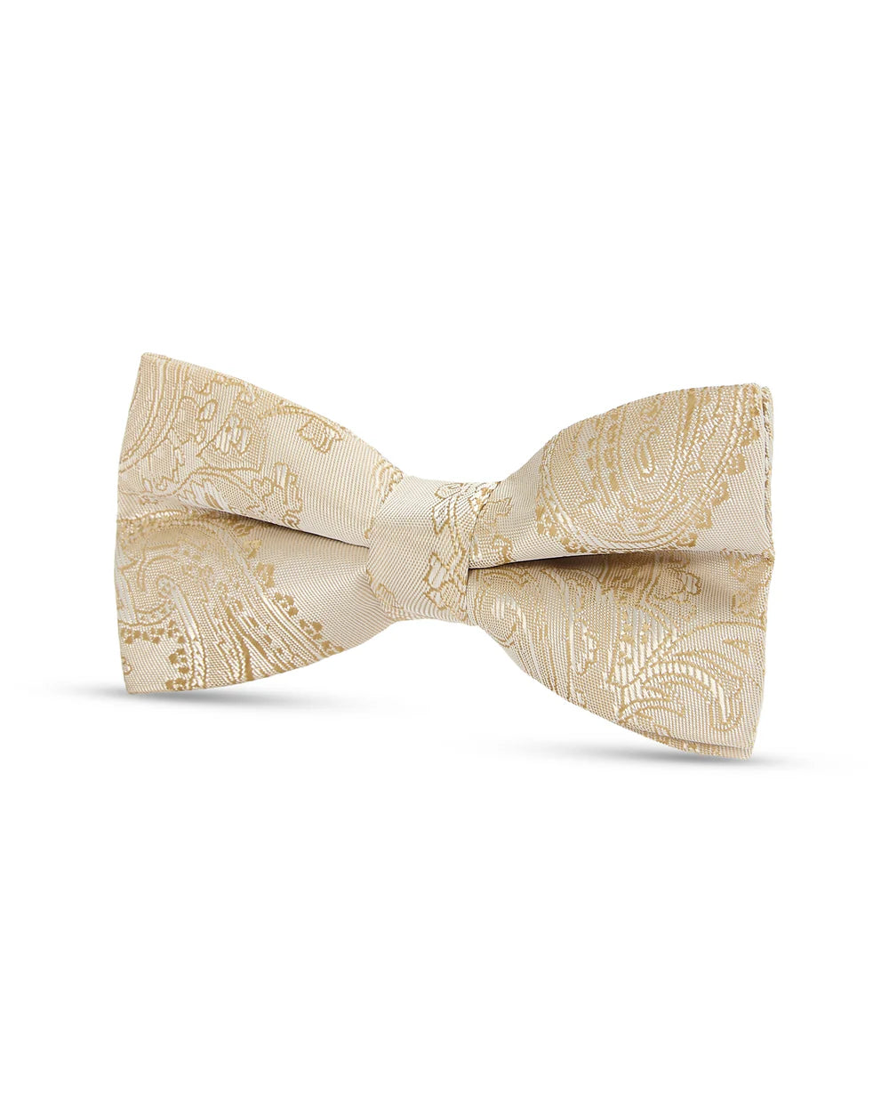Boys Paisley Jacquard Pre-Tied Bow Tie with Adjustable Clip Neck Strap - Cream