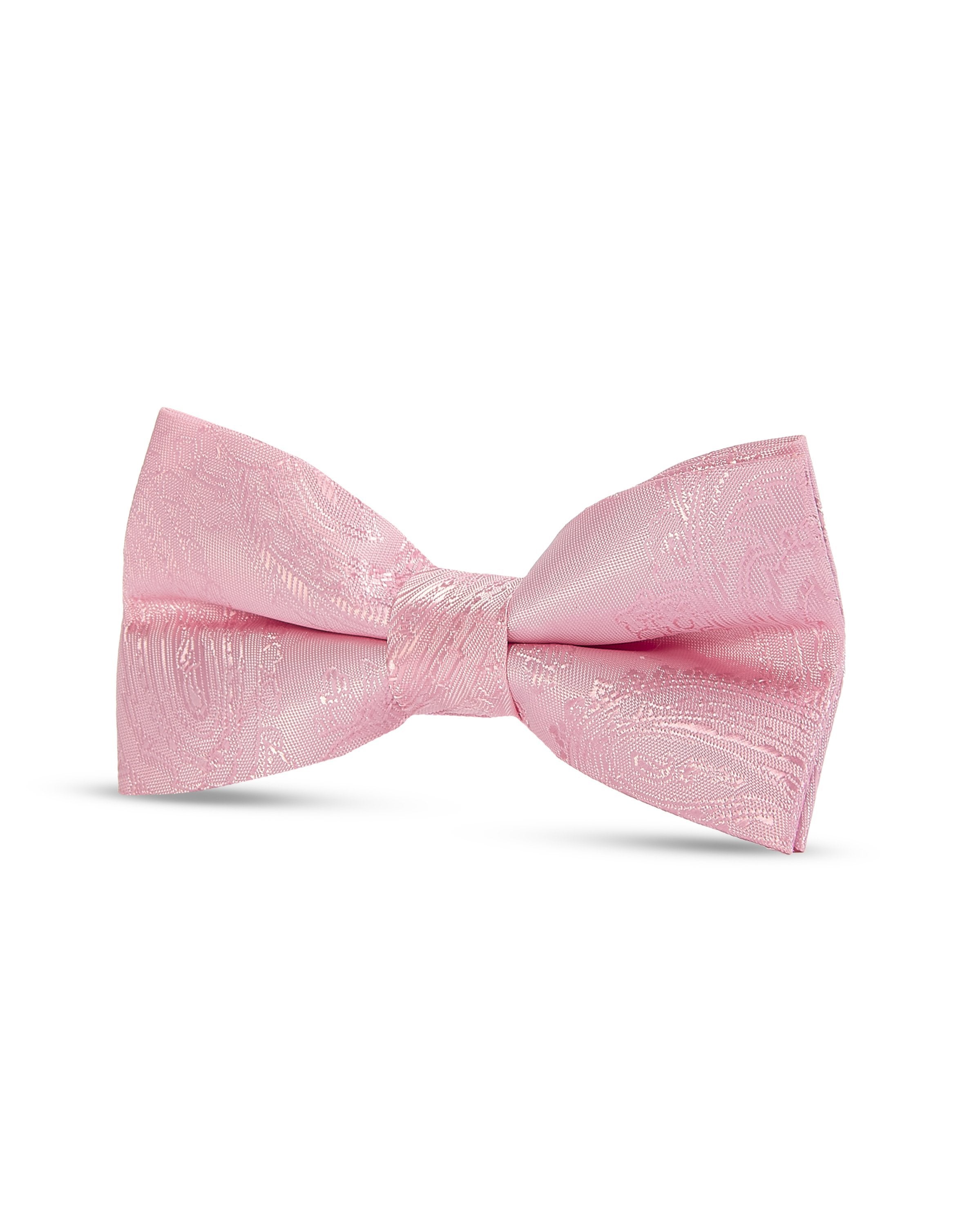 Boys Paisley Jacquard Pre-Tied Bow Tie with Adjustable Clip Neck Strap - Dark Pink