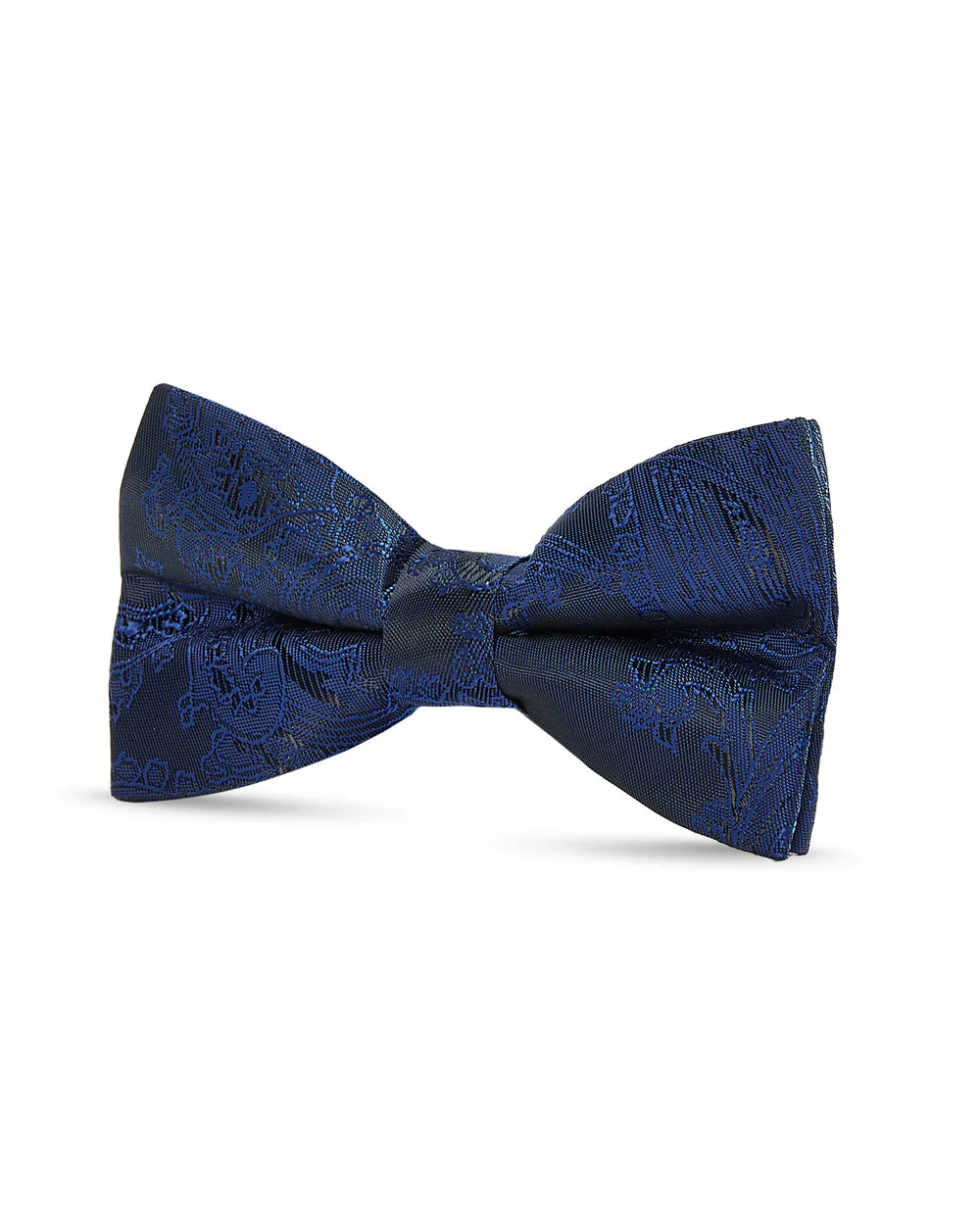 Boys Paisley Jacquard Pre-Tied Bow Tie with Adjustable Clip Neck Strap - Navy Blue