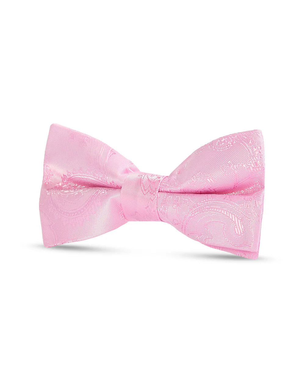 Boys Paisley Jacquard Pre-Tied Bow Tie with Adjustable Clip Neck Strap - Pink