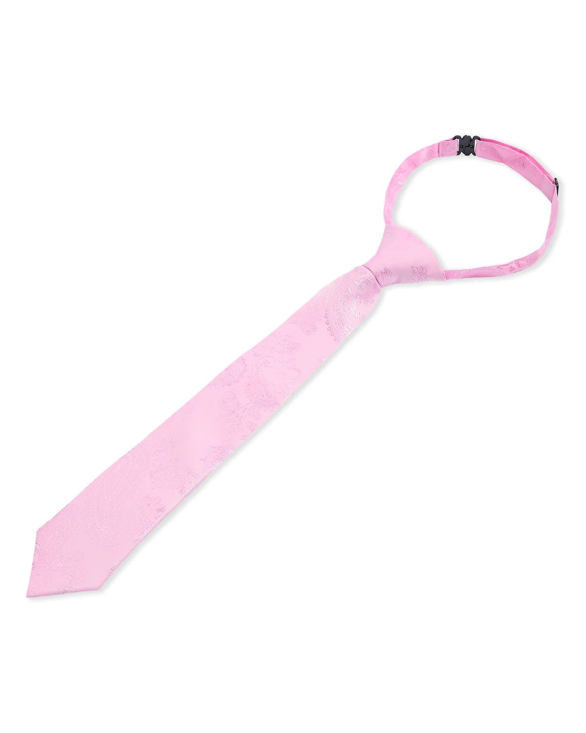Boys Paisley Jacquard Pre-Tied Tie with Adjustable Clip Neck Strap - Pink