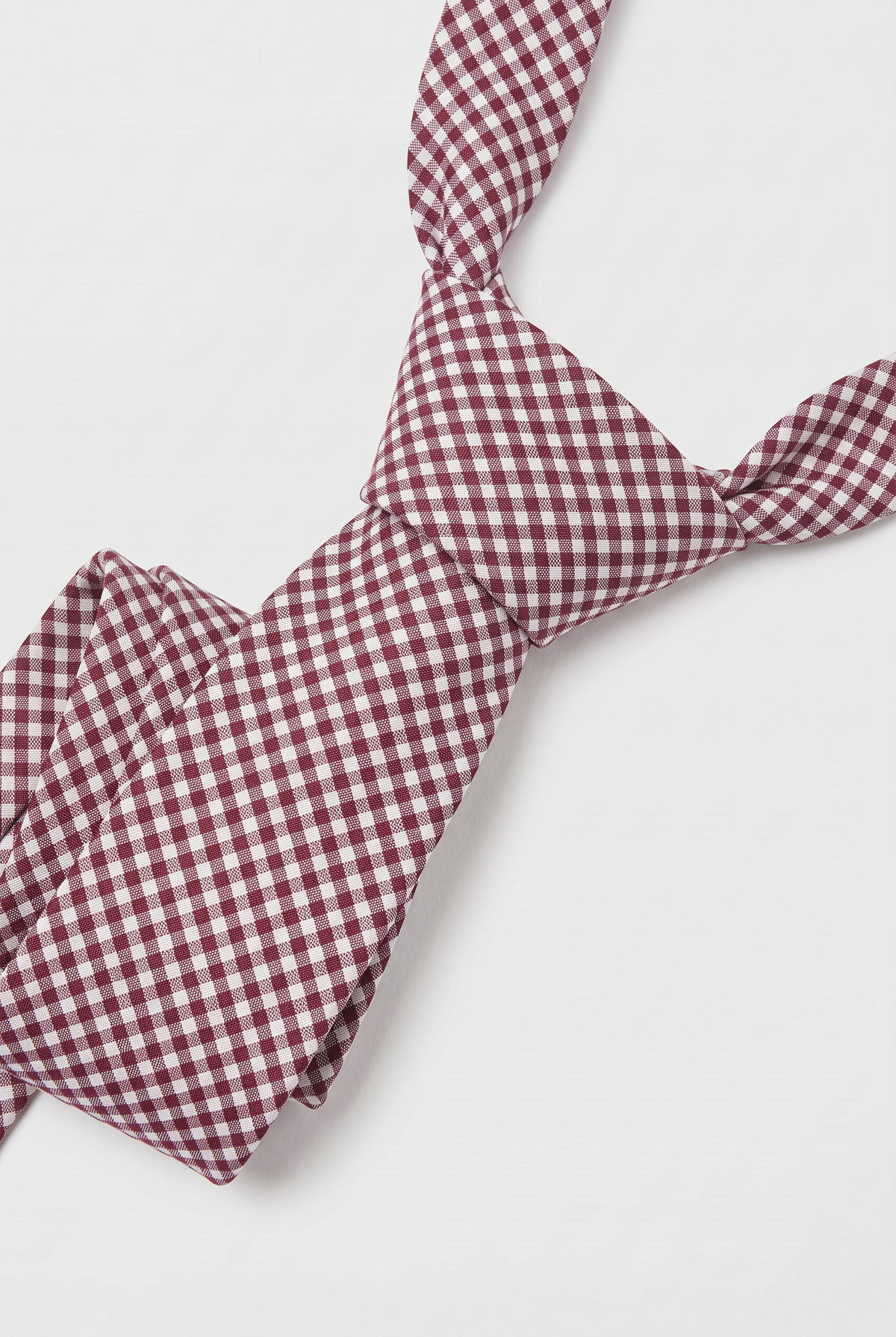 Boys Plaid Checkered Tie Burgundy and Grey