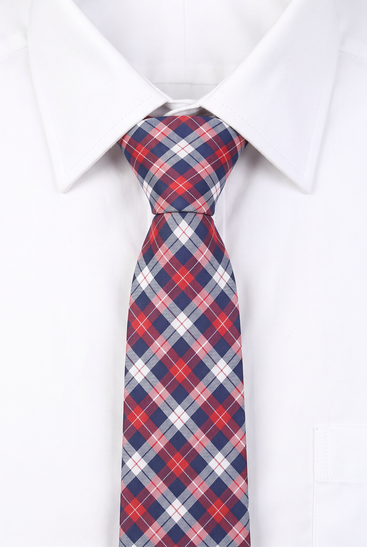 Boys Plaid Checkered Tie  Red and Navy