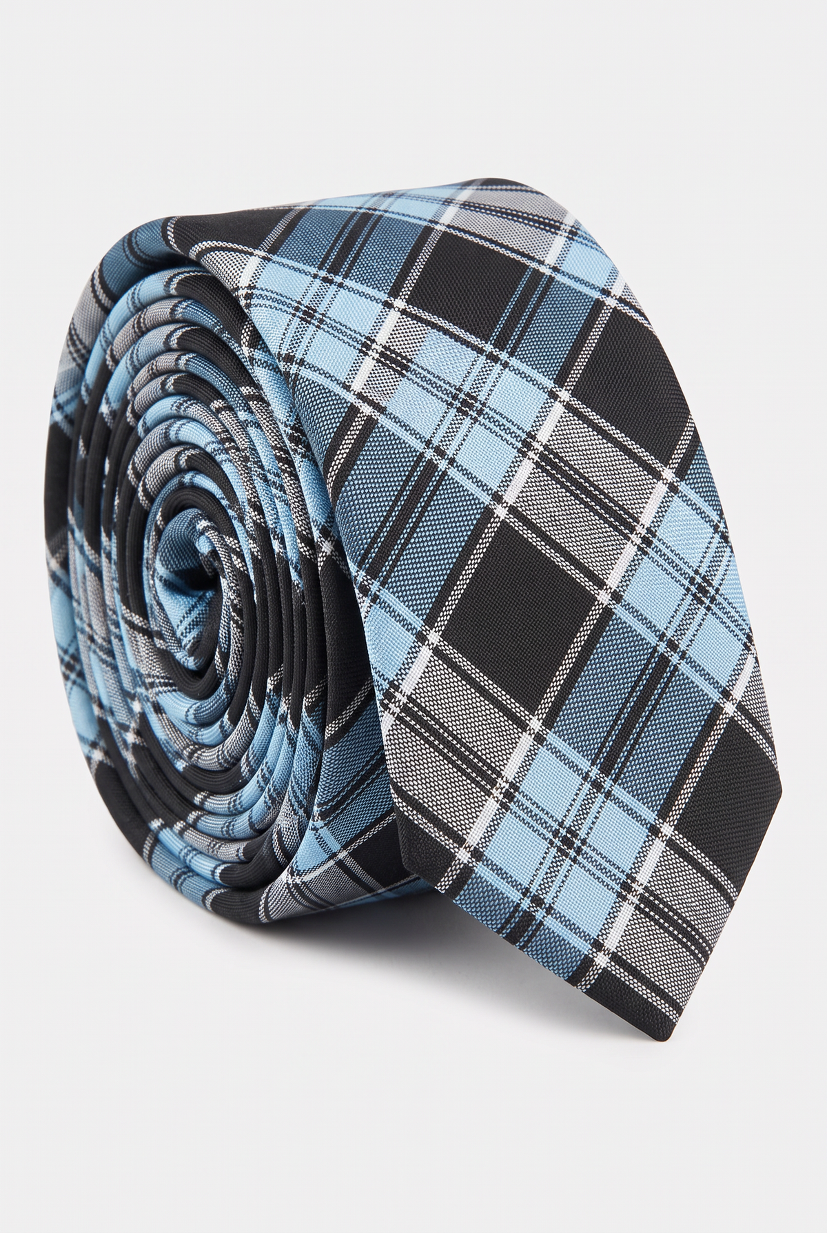 Boys Plaid Checkered Tie & Hankie Set Blue and Black