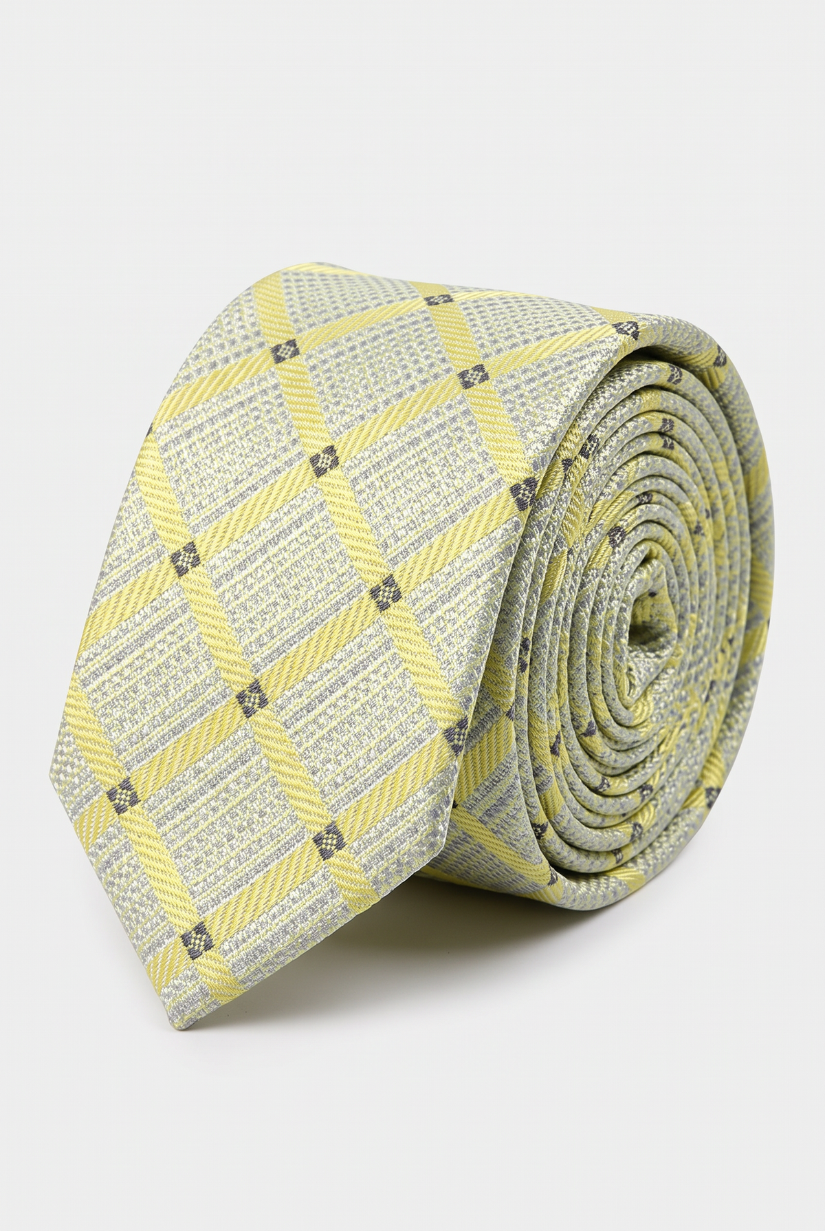 Boys Plaid Checkered Tie & Hankie Set Cream and Gold