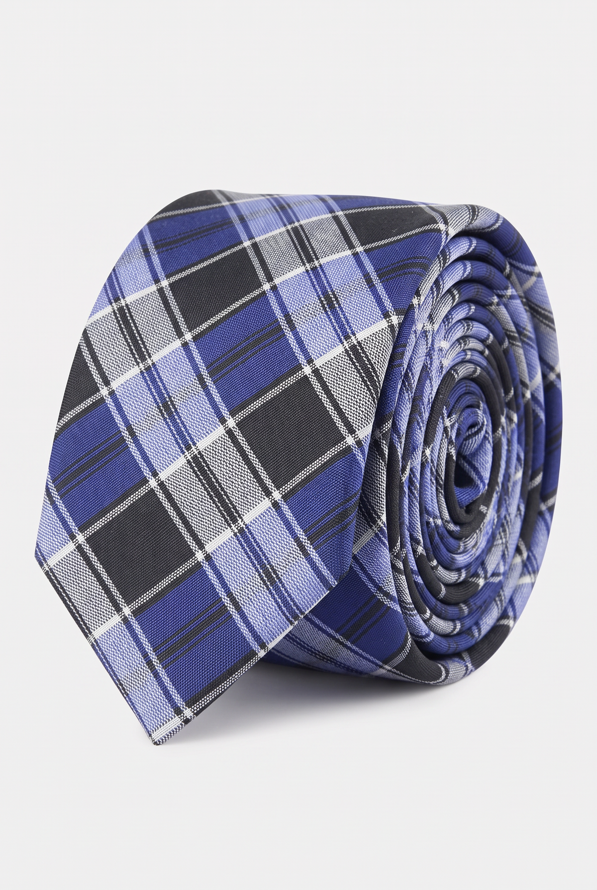 Boys Plaid Checkered Tie & Hankie Set Navy and Black