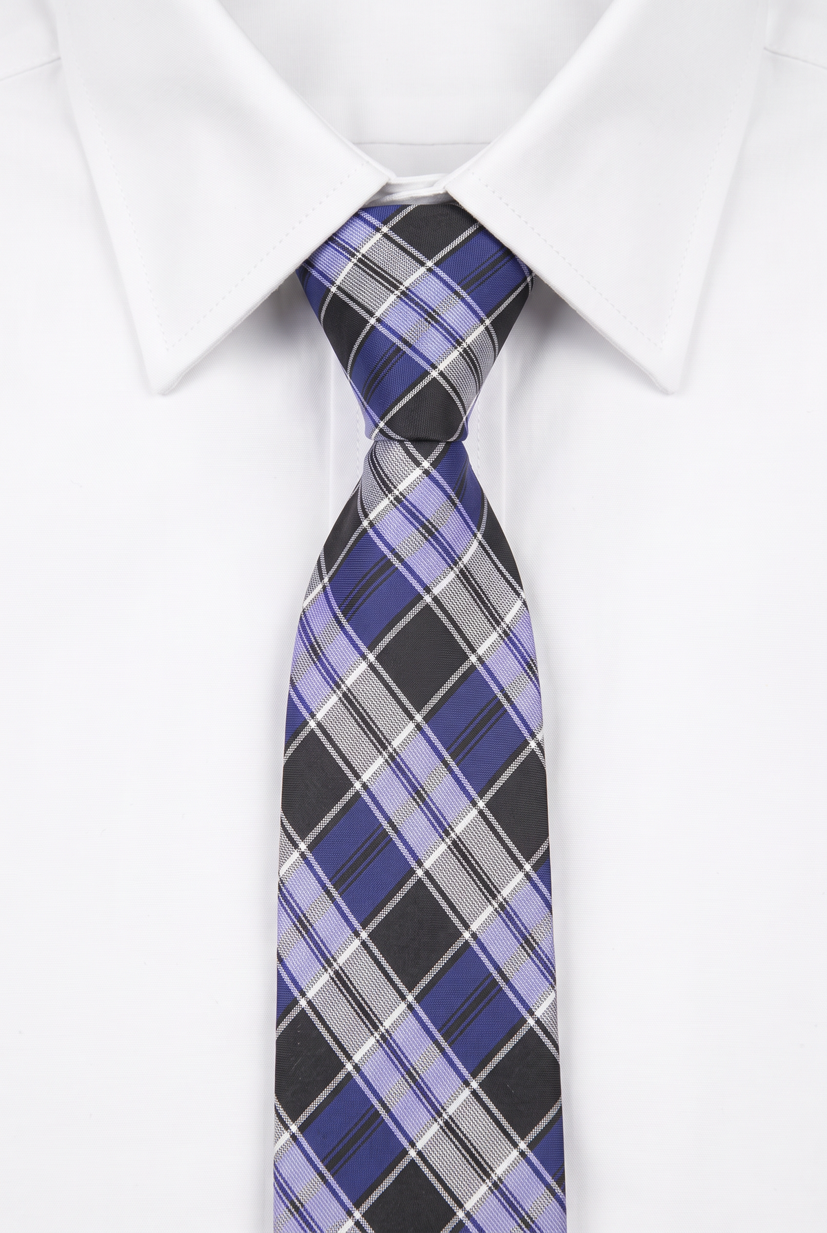 Boys Plaid Checkered Tie & Hankie Set Navy and Black
