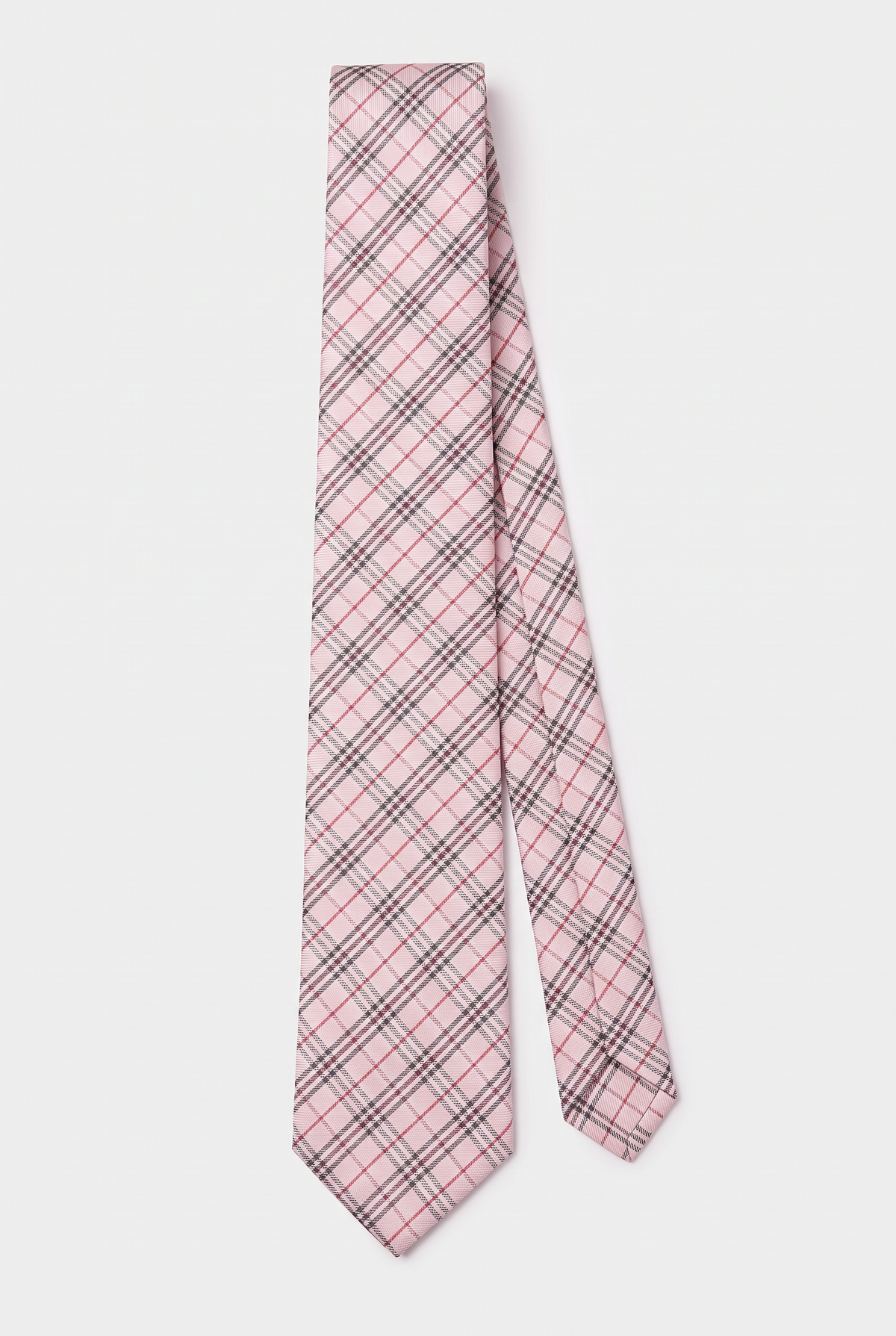 Boys Plaid Checkered Tie & Hankie Set Pink and Red
