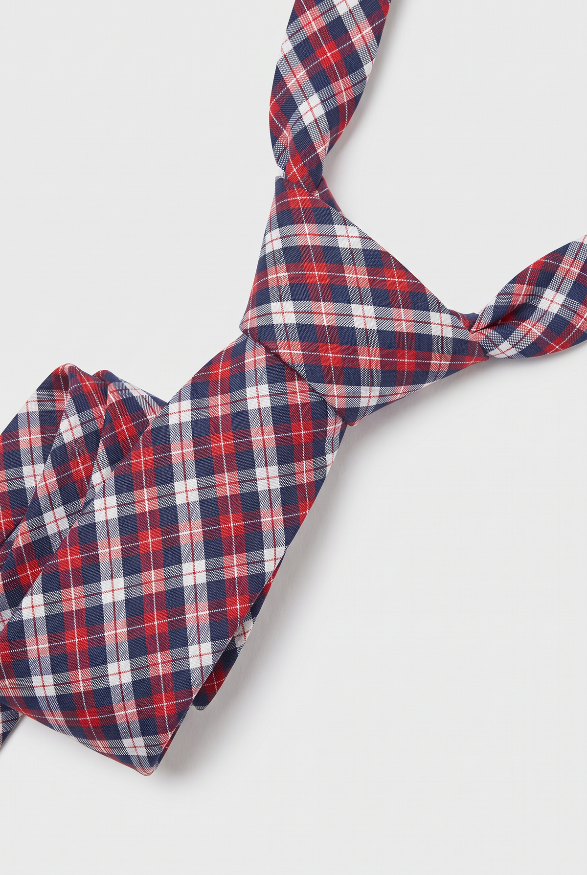Boys Plaid Checkered Tie & Hankie Set Red and Navy