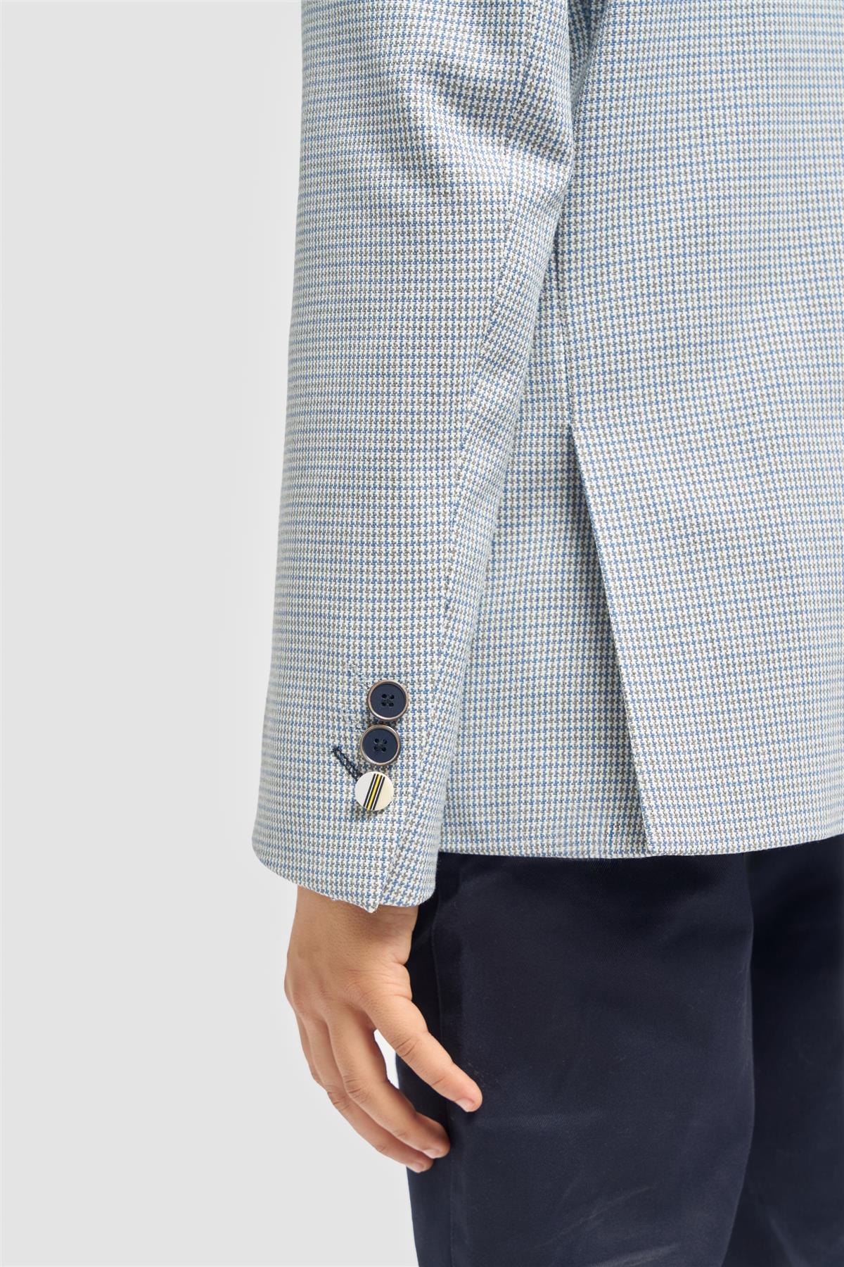 Boys Puppytooth Check Blazer - Porto - Blue Detail Picture