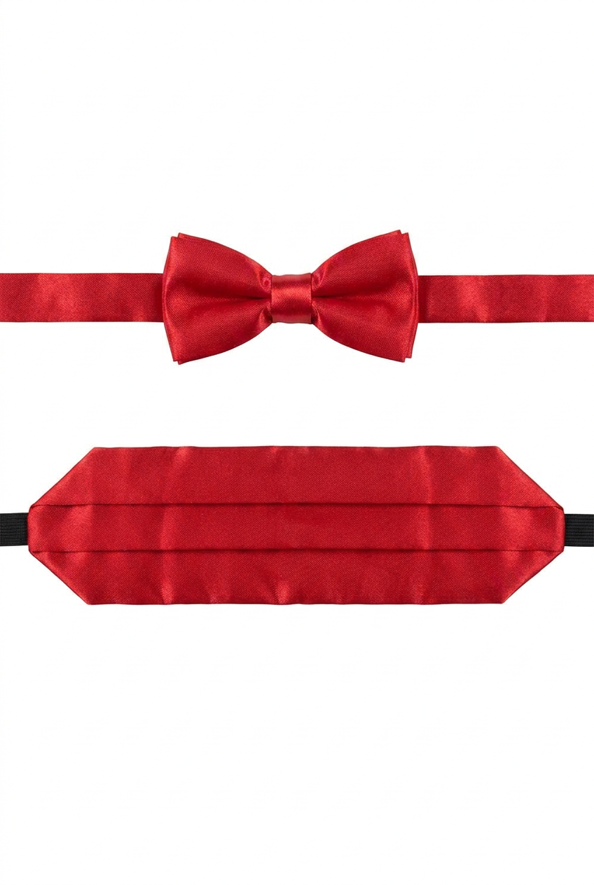 Boys Satin Cummerbund & Bow Tie set - Red