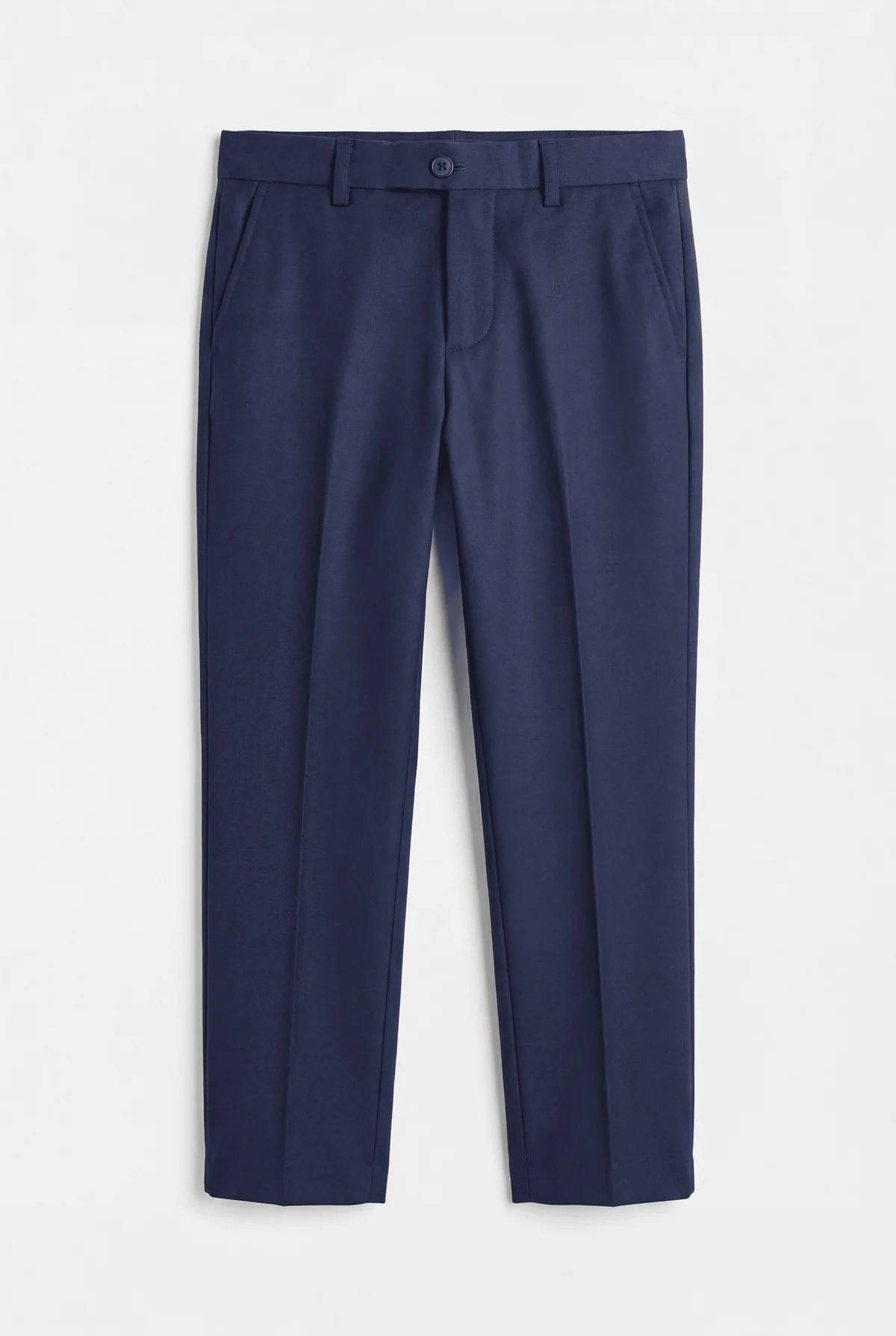 Boys Satin Lapel Tuxedo Suit - 4-Piece or 5-Piece with Cufflink Shirt - Navy Trousers Picture