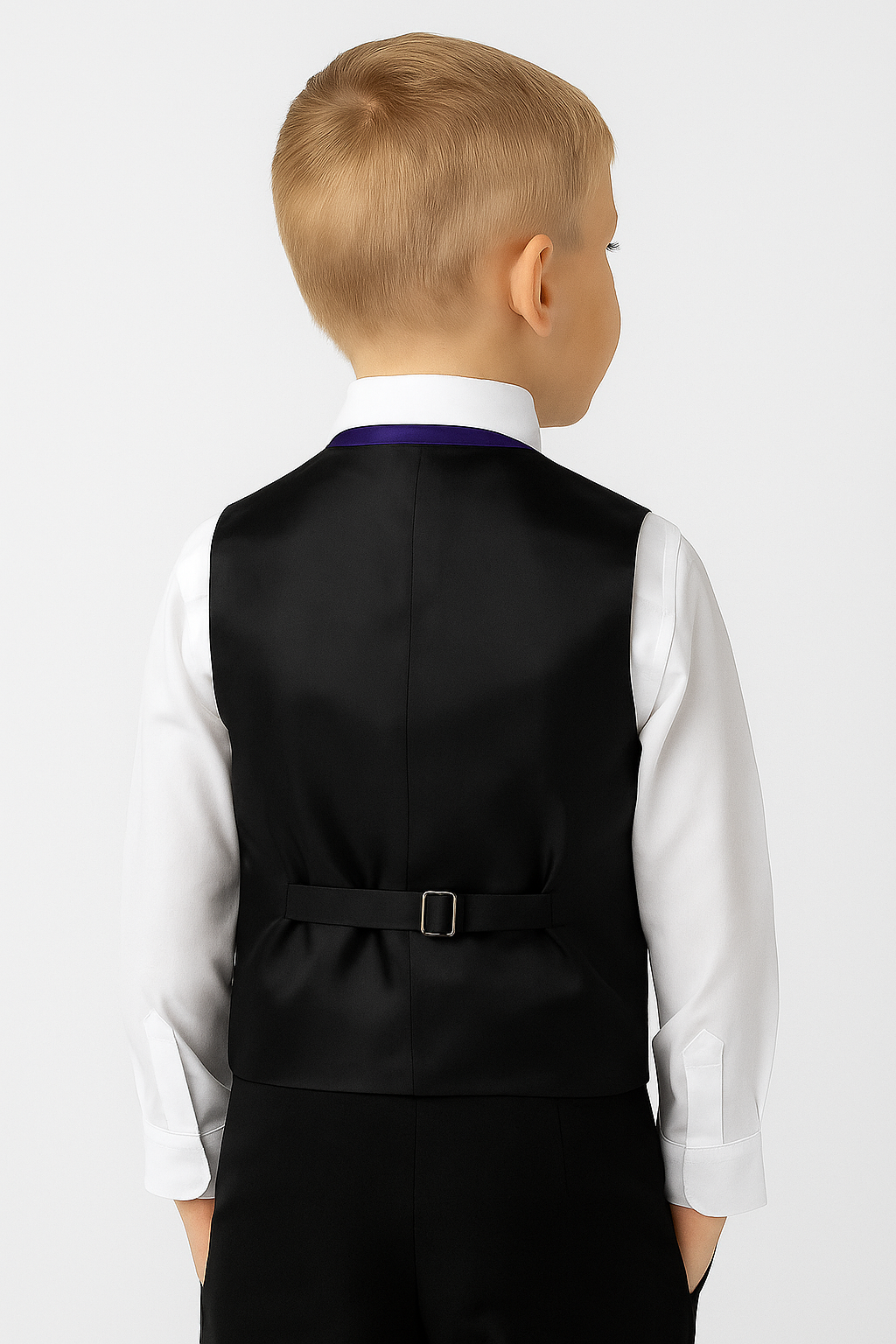 Boys Satin Waistcoat & Cravat Set - Purple Back picture