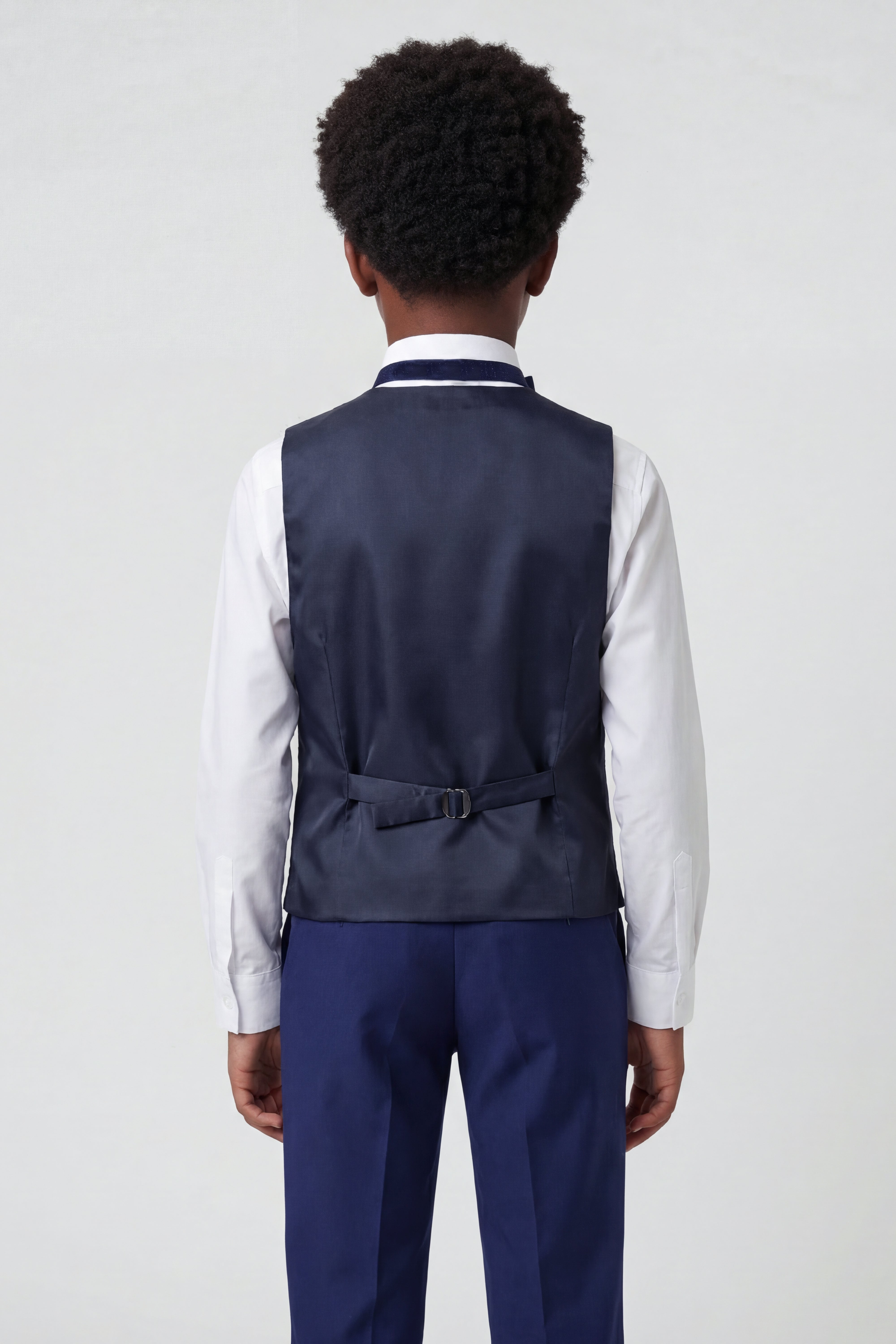 Boys Shimmer Slim Fit Navy Blue Tuxedo Suit - Navy Blue