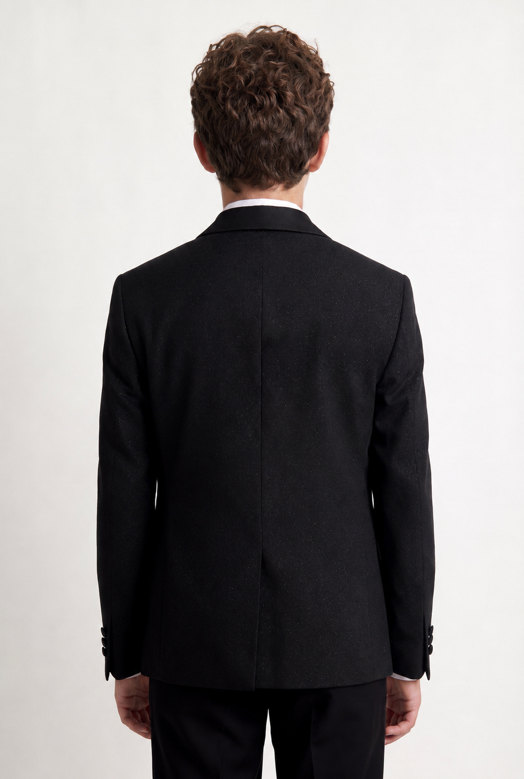 Boys Shimmer Tuxedo Suit with Shawl Lapel - 4-Piece & 5-Piece in Black