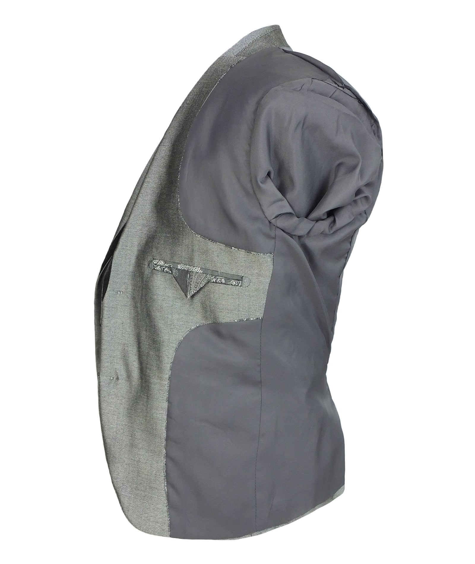 Boys Silver Grey 2 Piece Suit with Black Contrast Trim