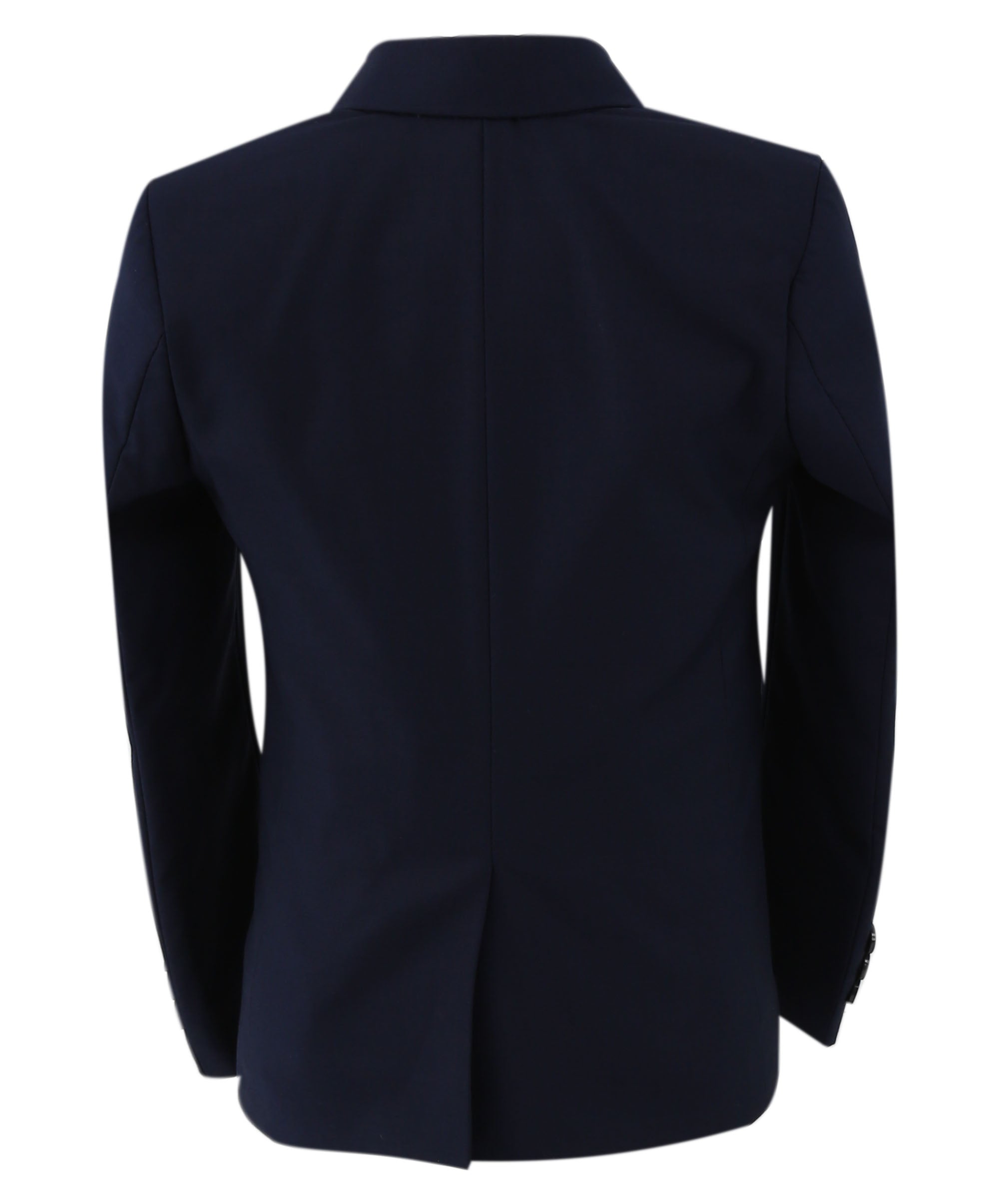 Boys Slim Fit 7 Piece Full Suit Set - Kenny - Navy Blue Jacket Back Picture