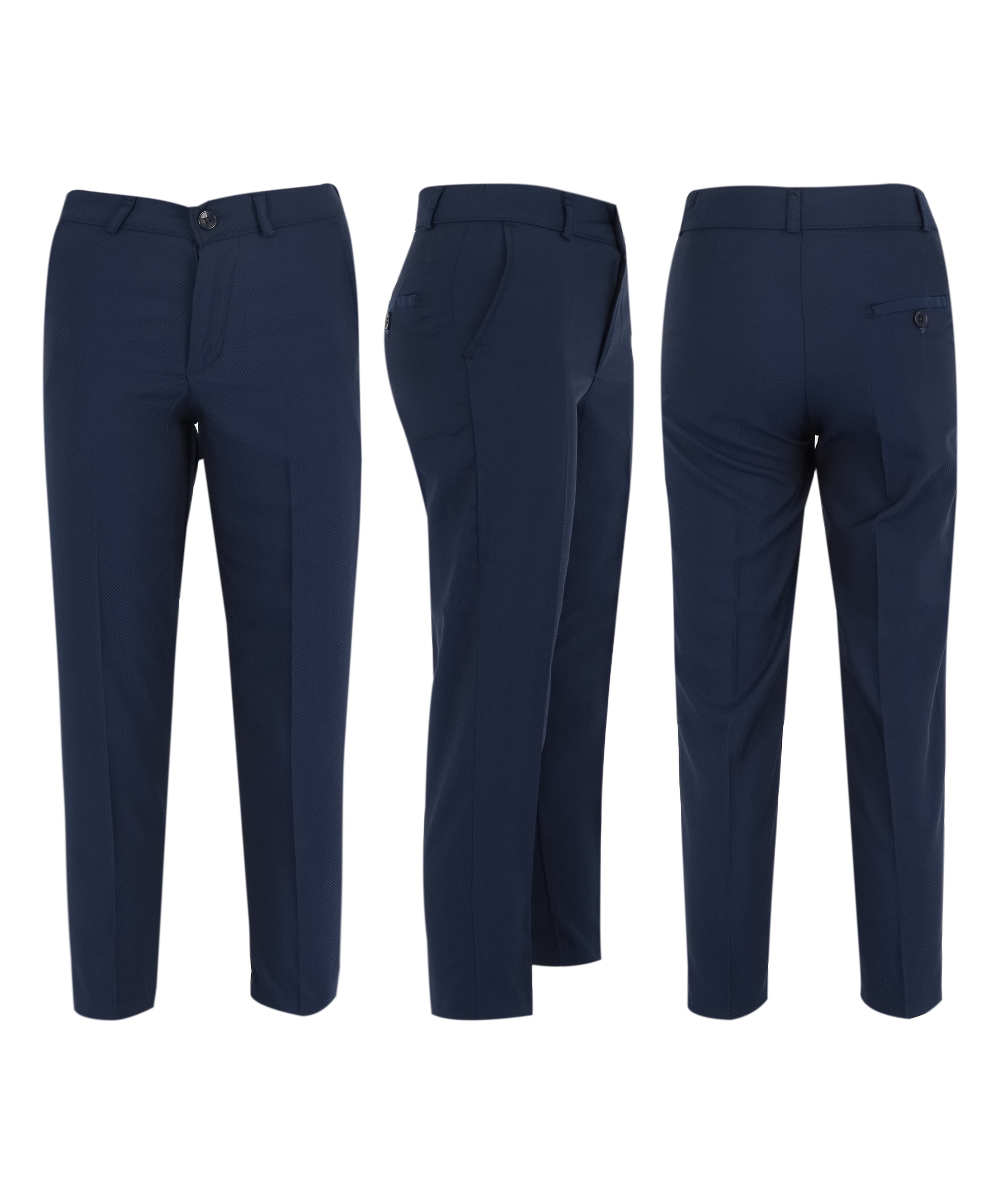 Boys Slim Fit 7 Piece Full Suit Set - Kenny - Parliament Blue Trousers Picture