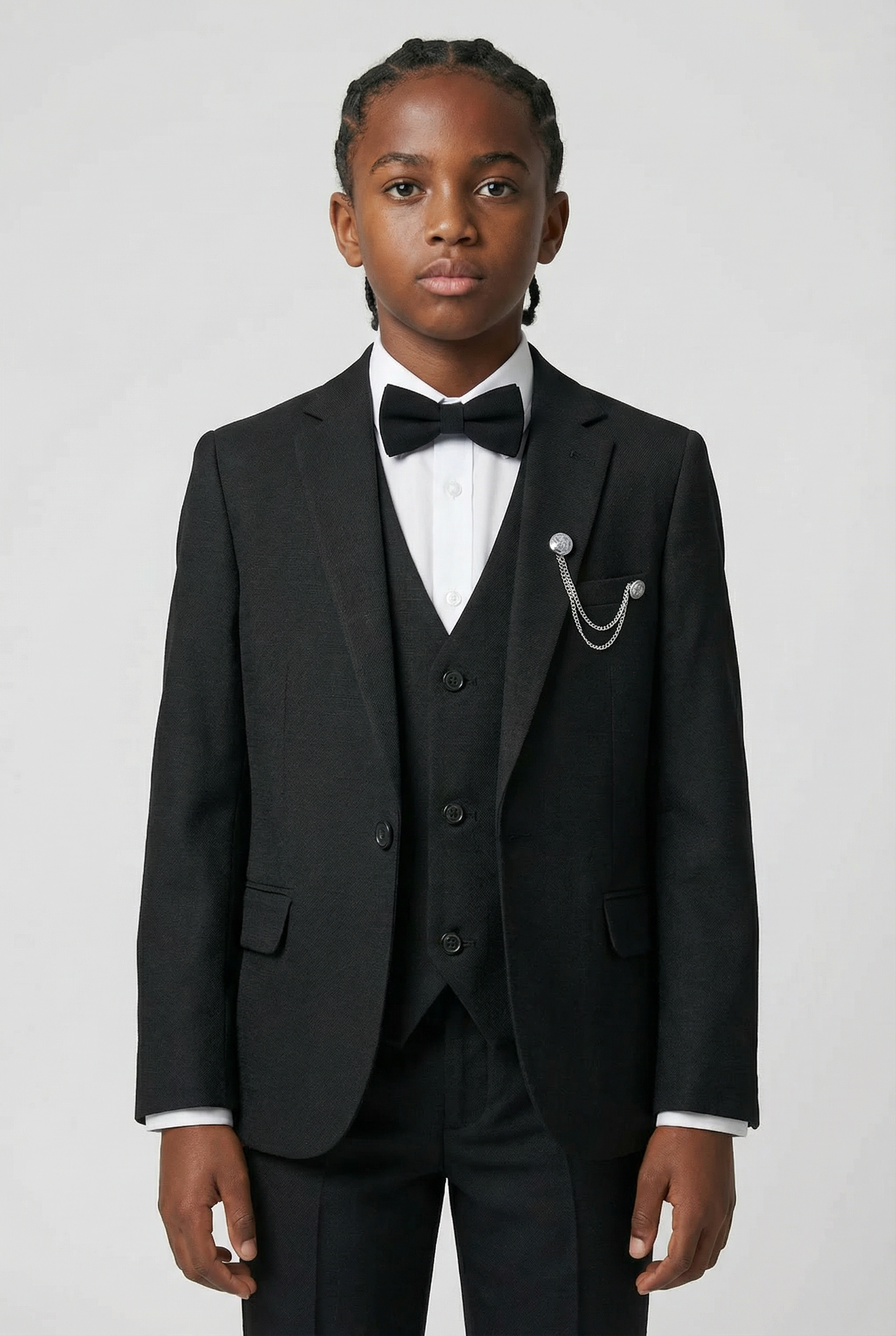 Boys Slim Fit 8-Piece Formal Suit Set - Black