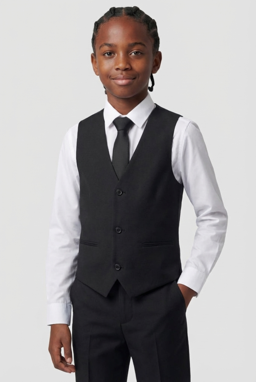 Boys Slim Fit 8-Piece Formal Suit Set - Black