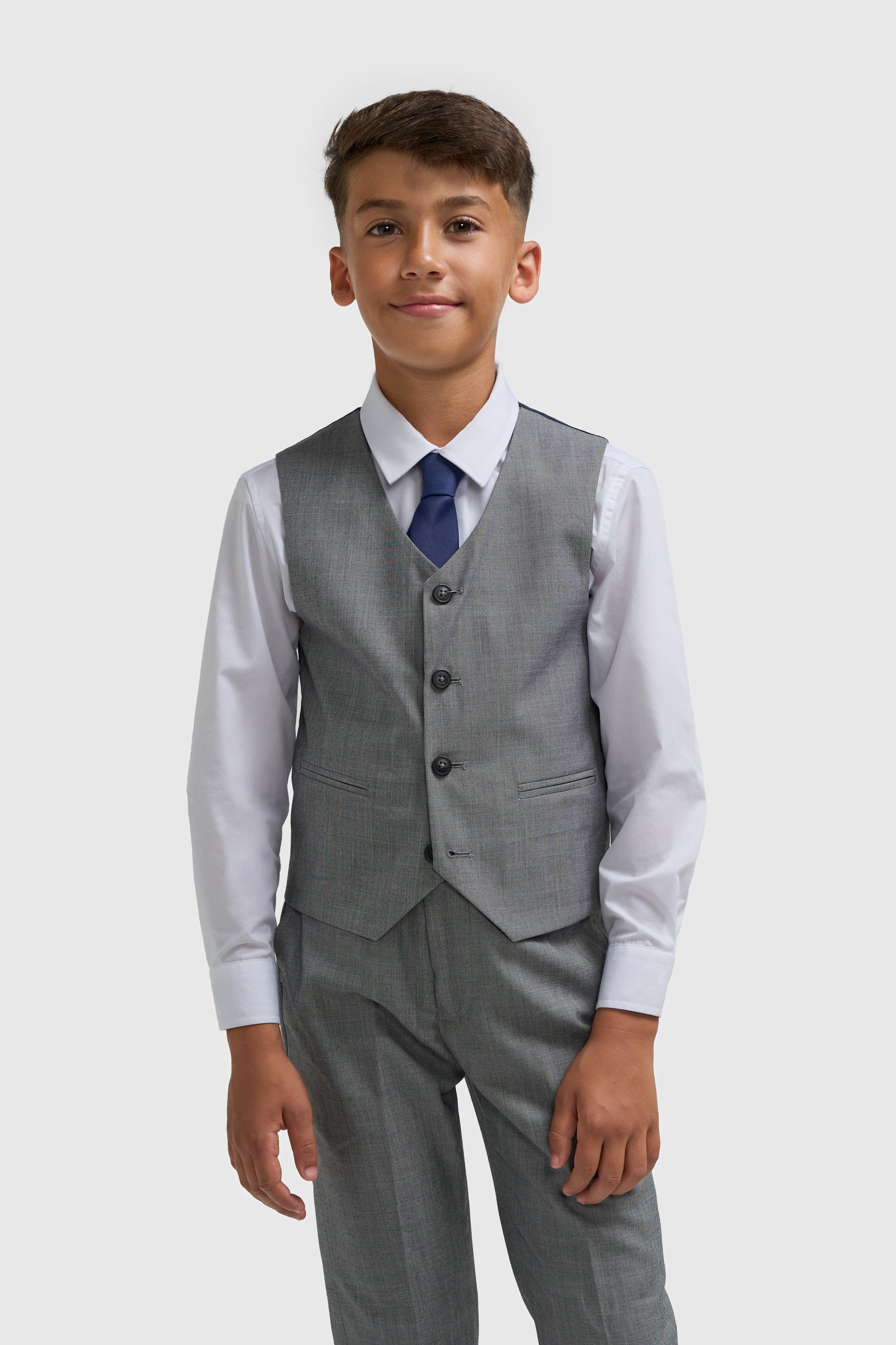 Boys Slim Fit Formal Suit - REEGAN - Light Grey Front Picture