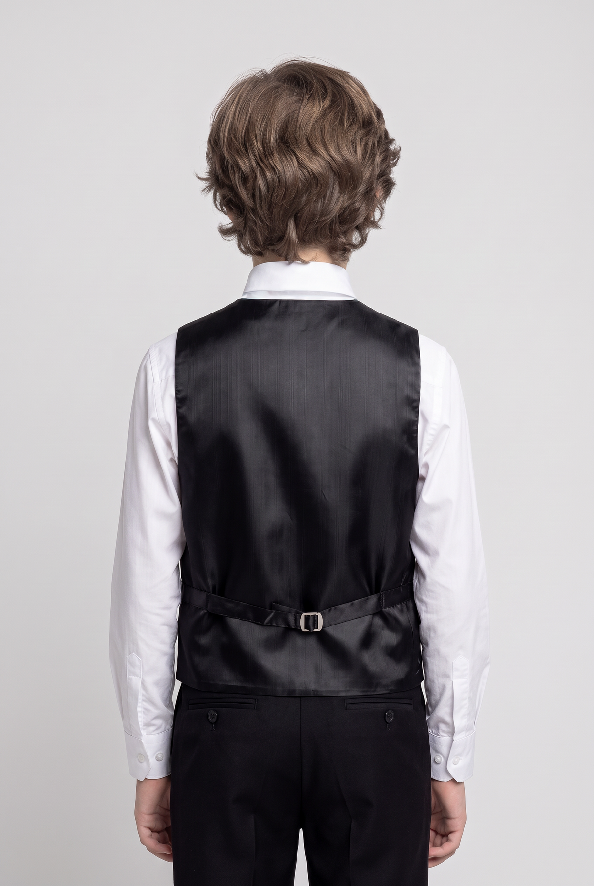 Boys Slim Fit Velvet Waistcoat Set - SAVOY - Black Picture