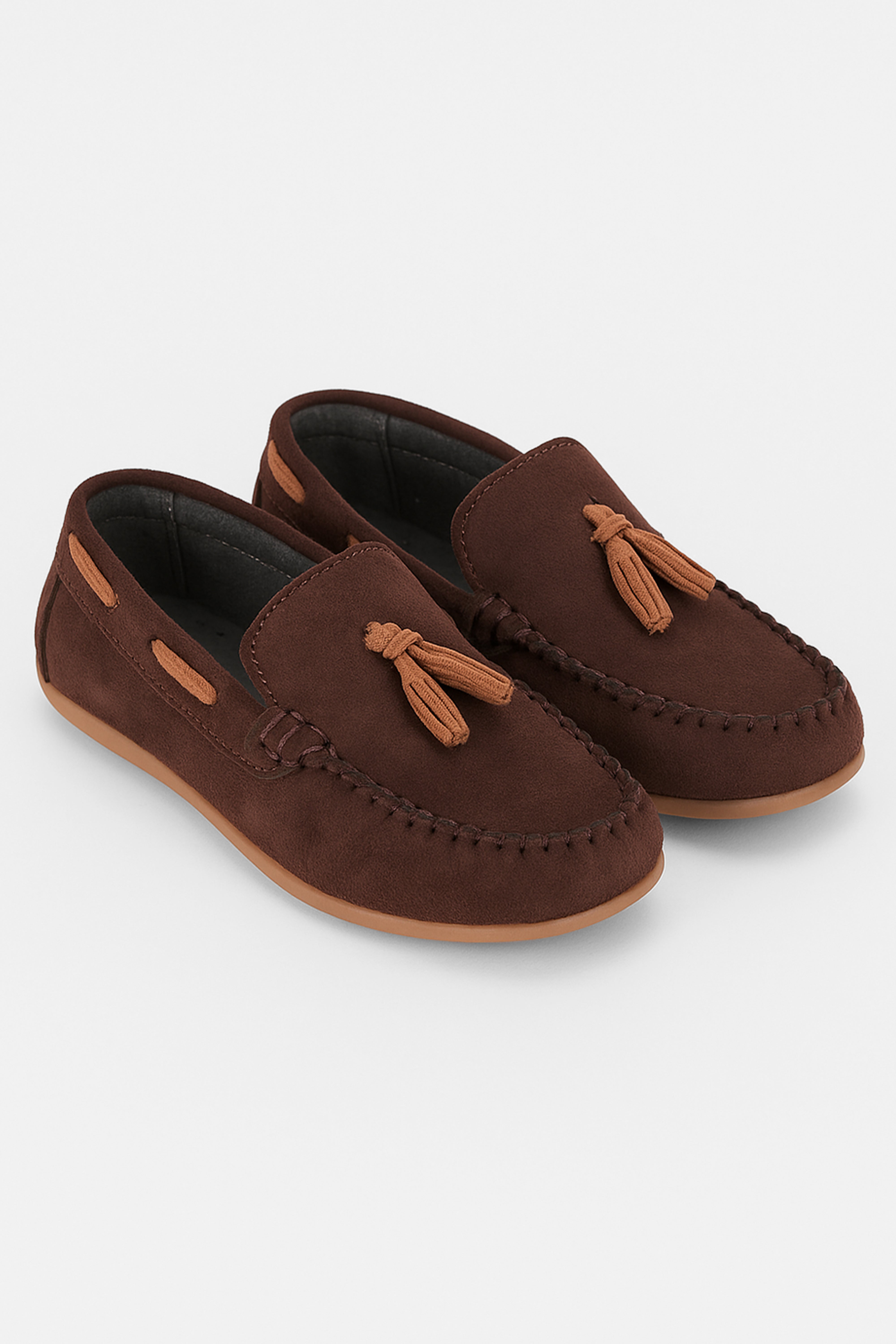 Boys Slip on Tassel Suede Penny Loafer - BABYLON - Brown Pair Side Picture