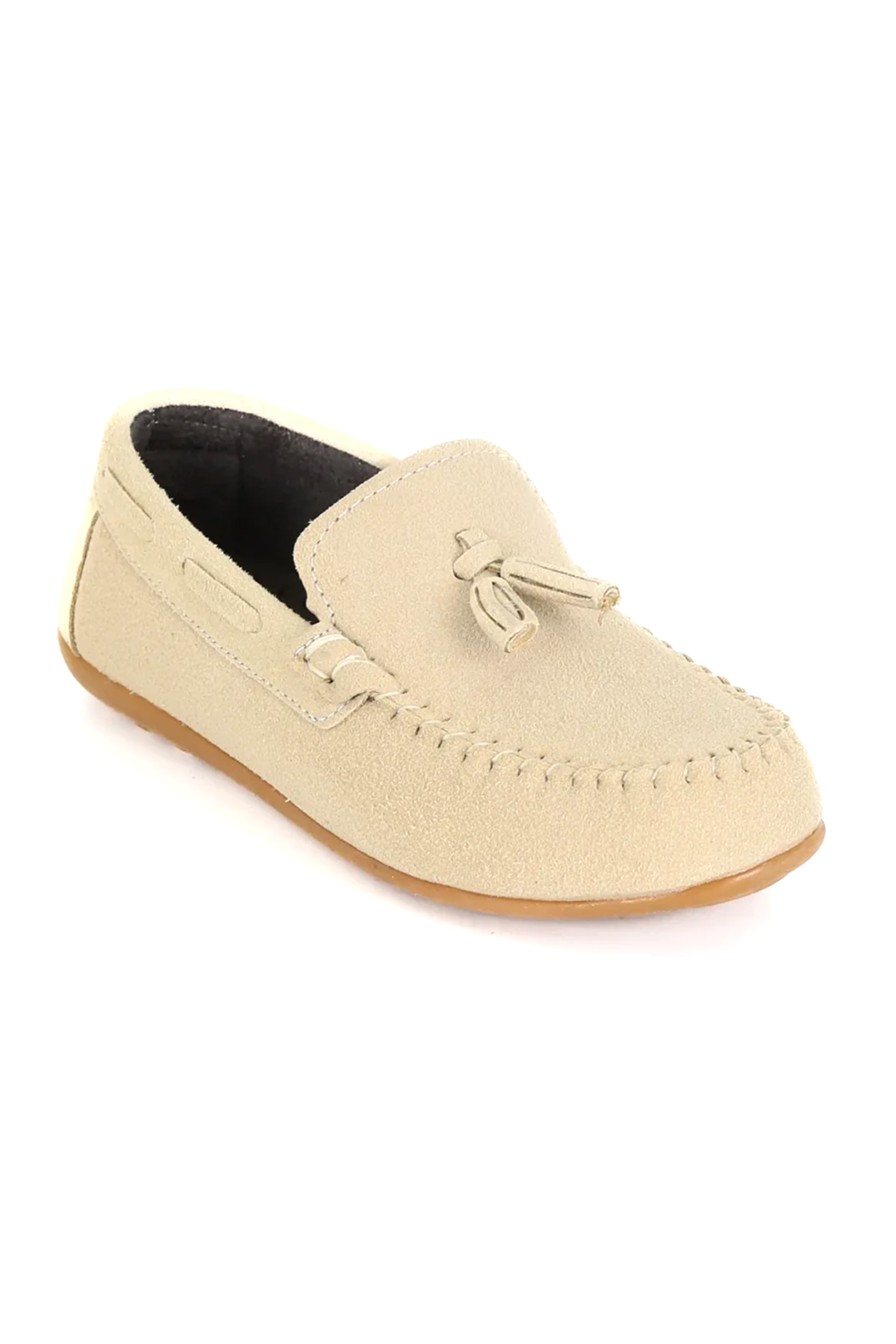 Boys Slip on Tassel Suede Penny Loafer - BABYLON - Cream - Ivory