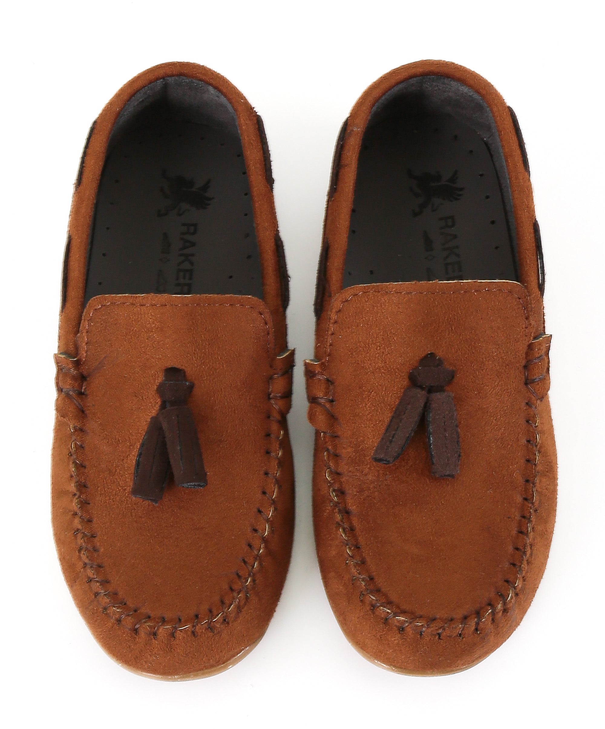 Boys Slip on Tassel Suede Penny Loafer - BABYLON - Tan Brown