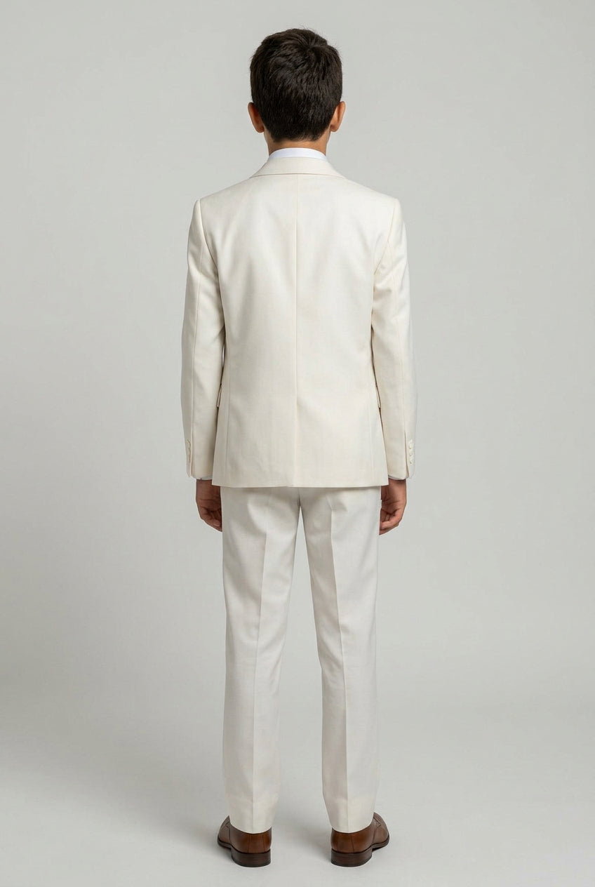 Boys Solid Tailored Fit Communion Suit Set - Off White