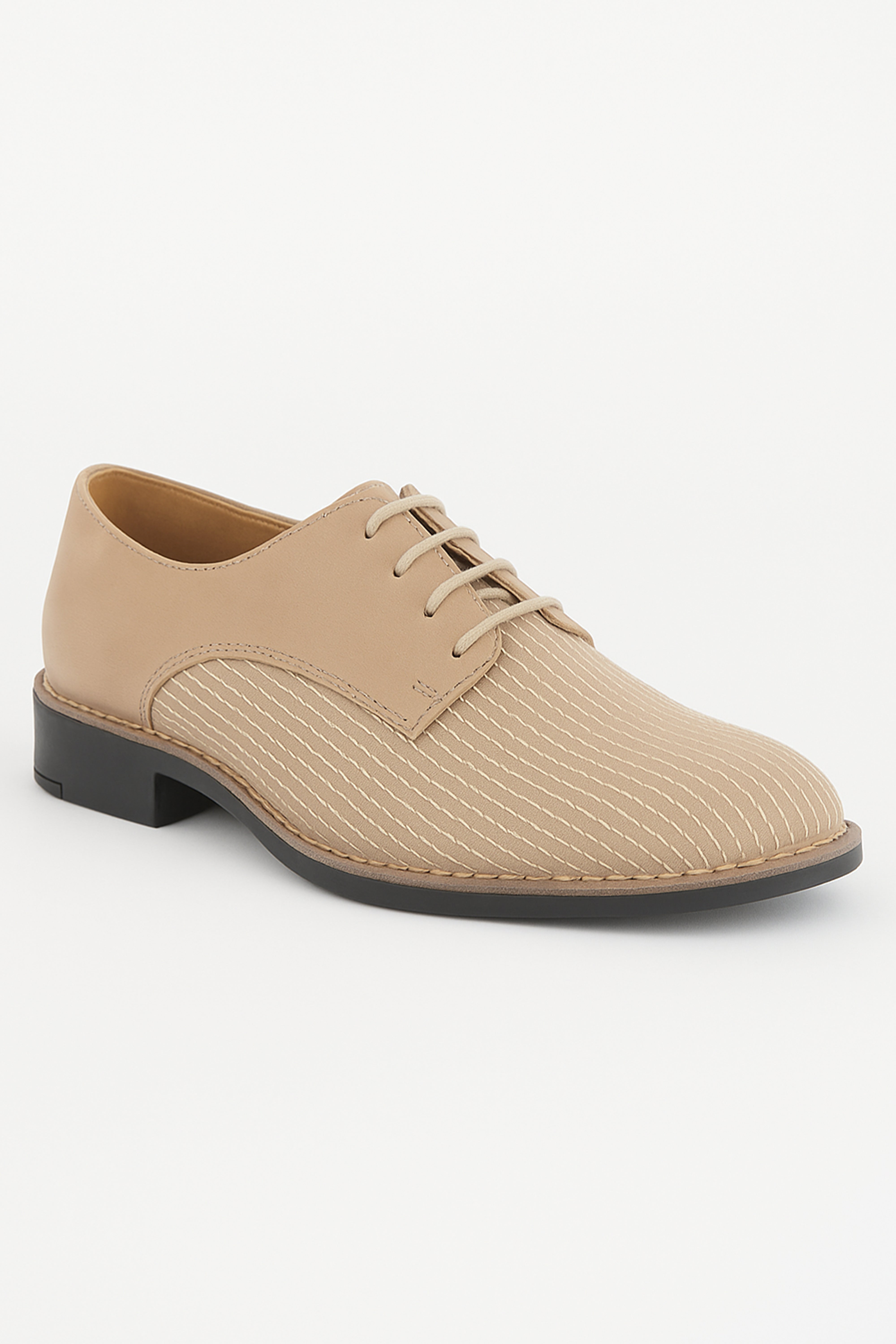 Boys Suede Lace Up Formal Shoes - Beige