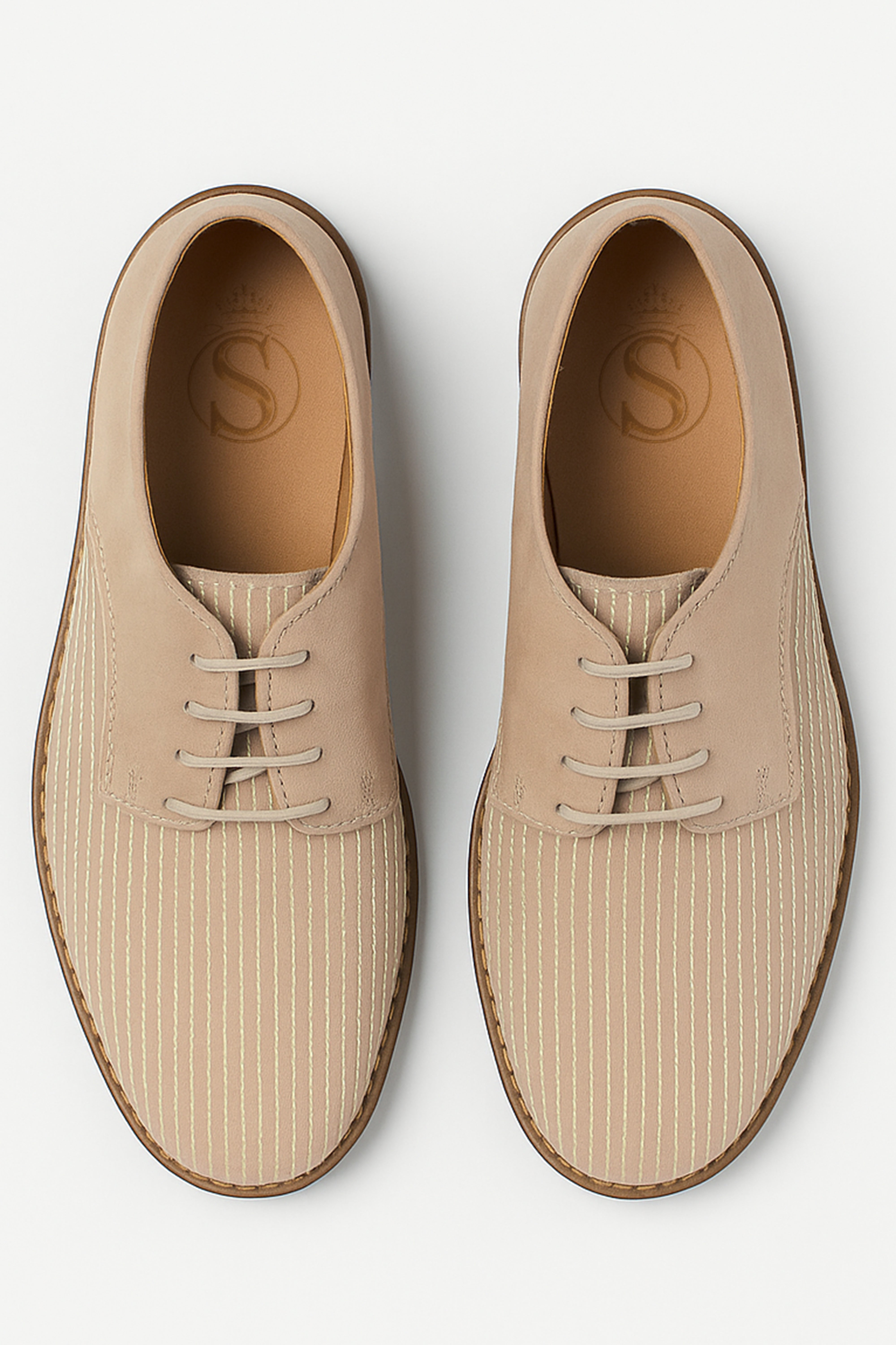 Boys Suede Lace Up Formal Shoes - Beige
