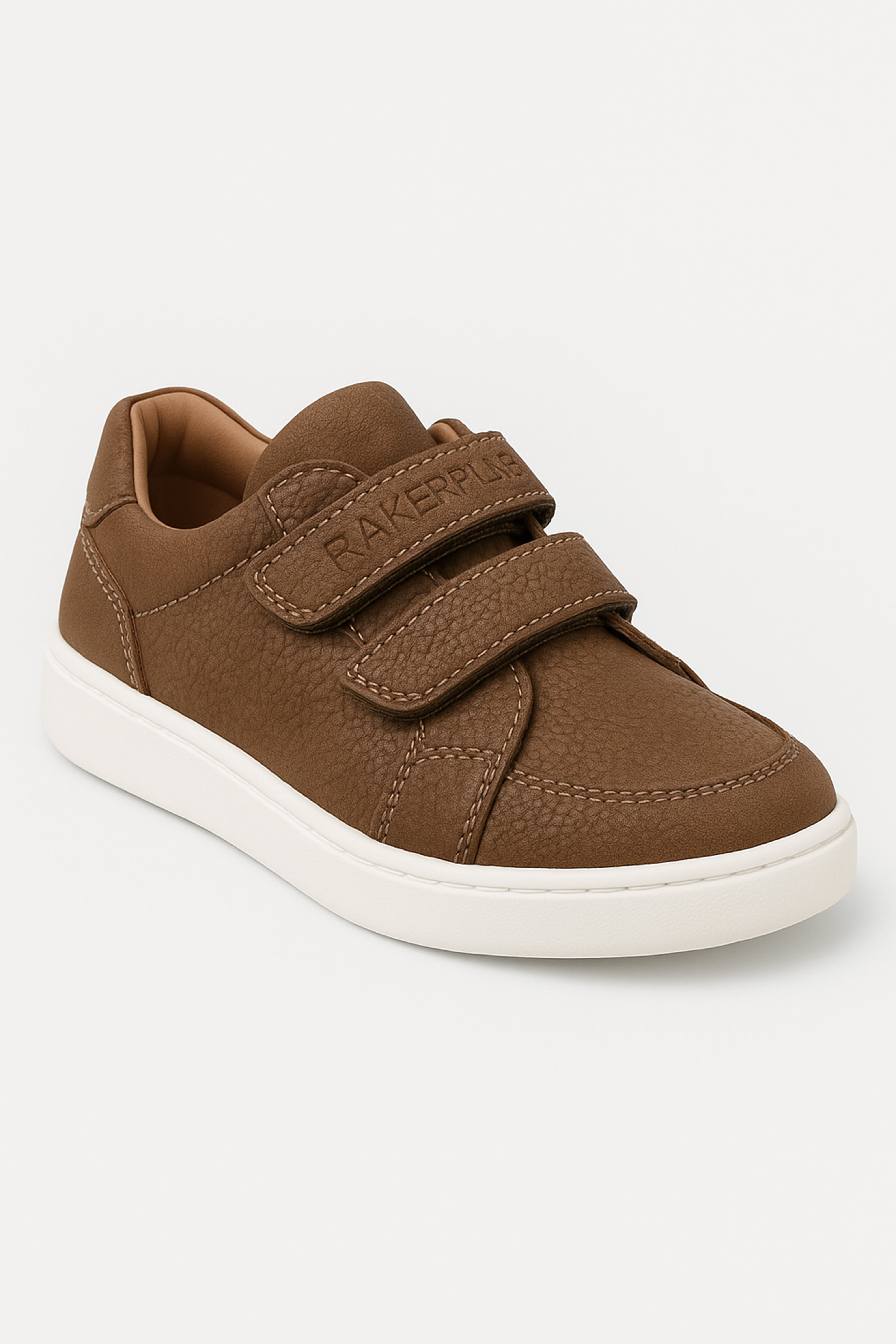 Boys Suede Velcro Sneakers - Tan Brown Side Picture