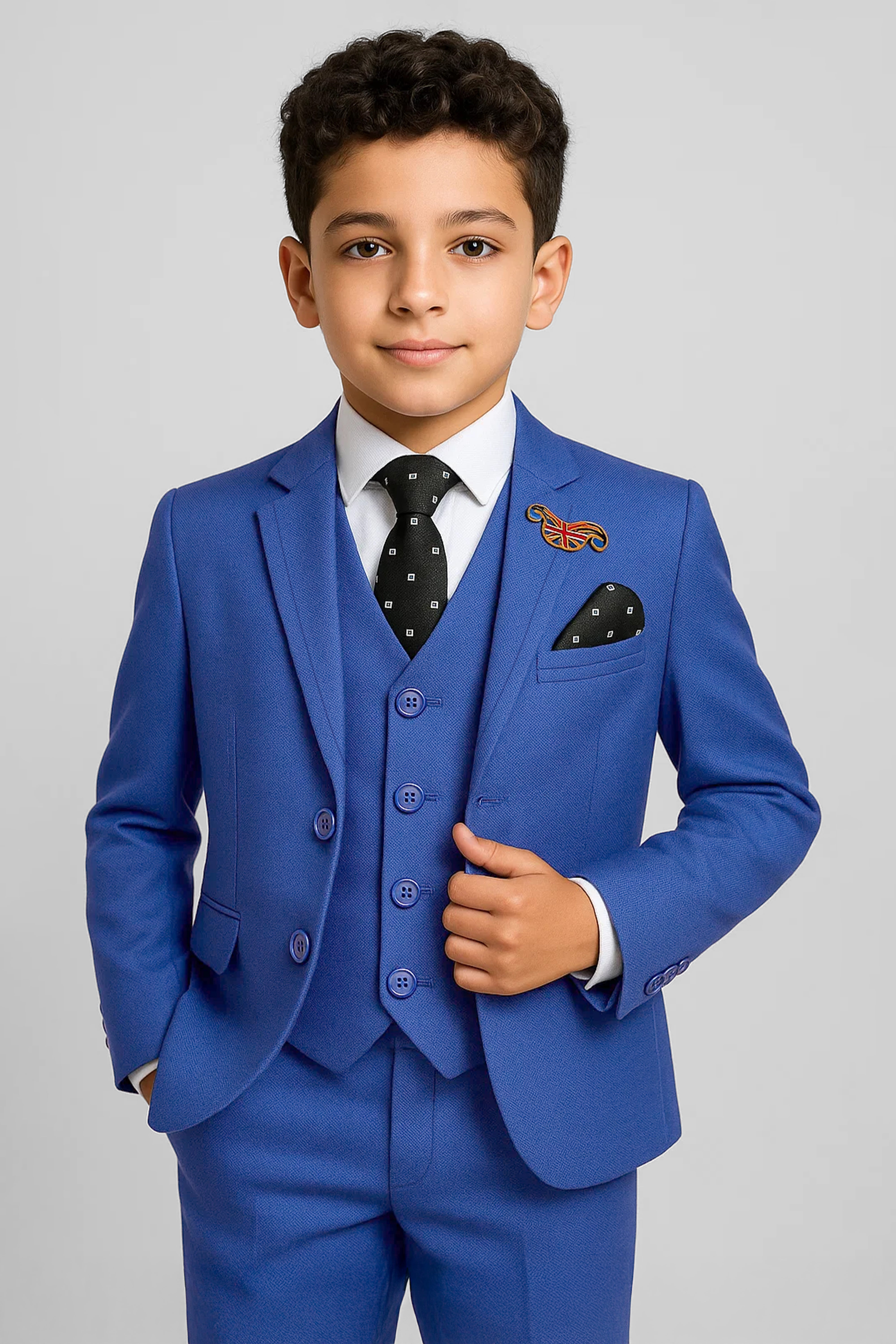 Boys Tailored Fit Formal Light Blue Suit Set - Light Blue
