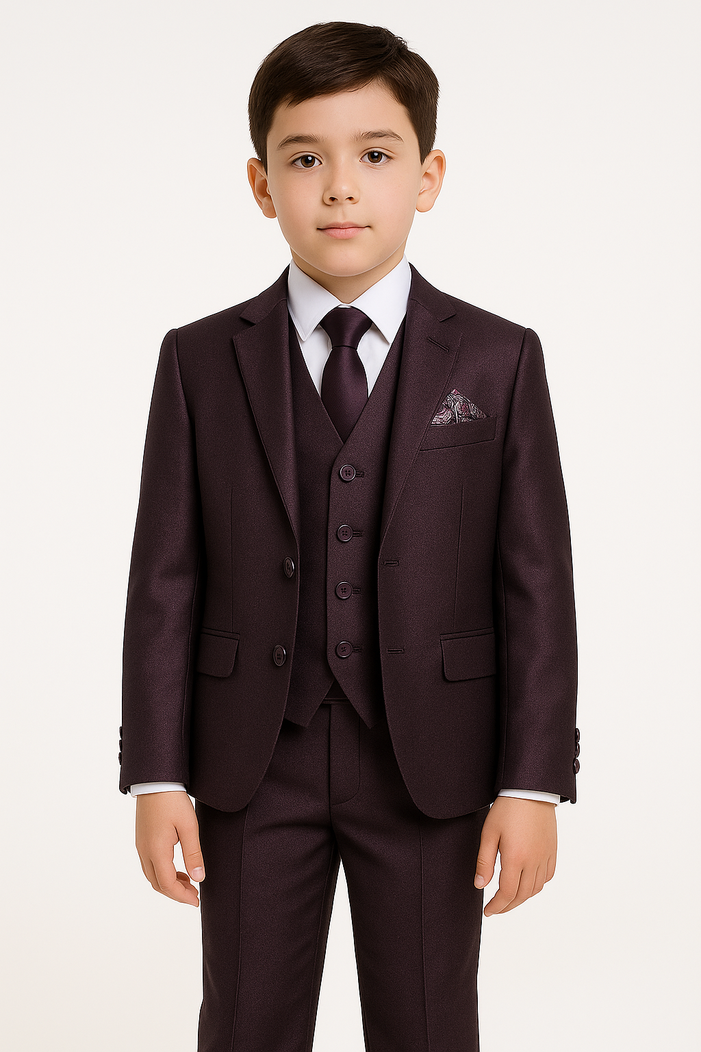 Boys Tailored Fit Sheen Effect Purple Suit Set - SAMUEL - Tonic Purple Front Picture