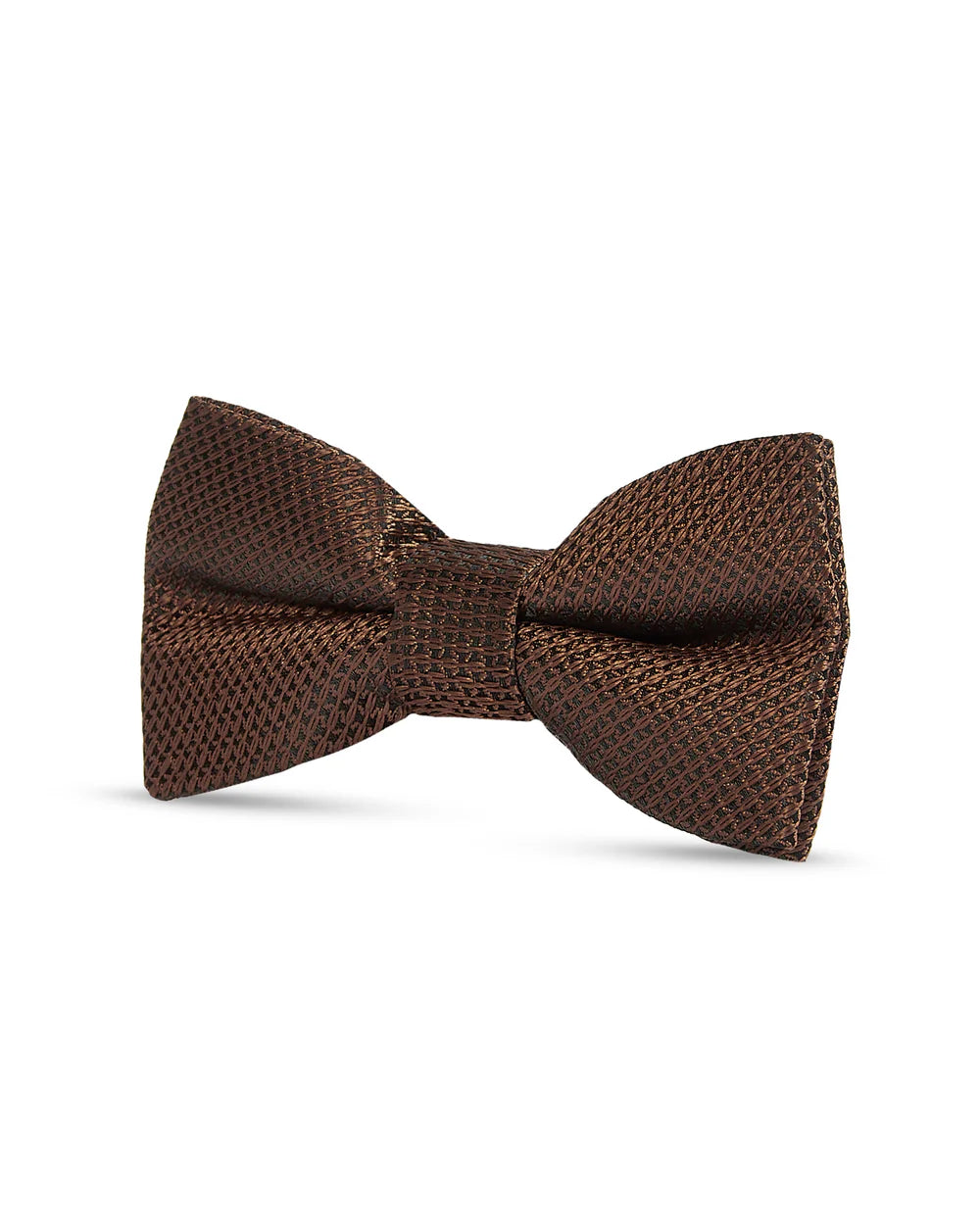 Boys Textured Jacquard Pre-Tied Bow Tie with Adjustable Clip Neck Strap - Brown