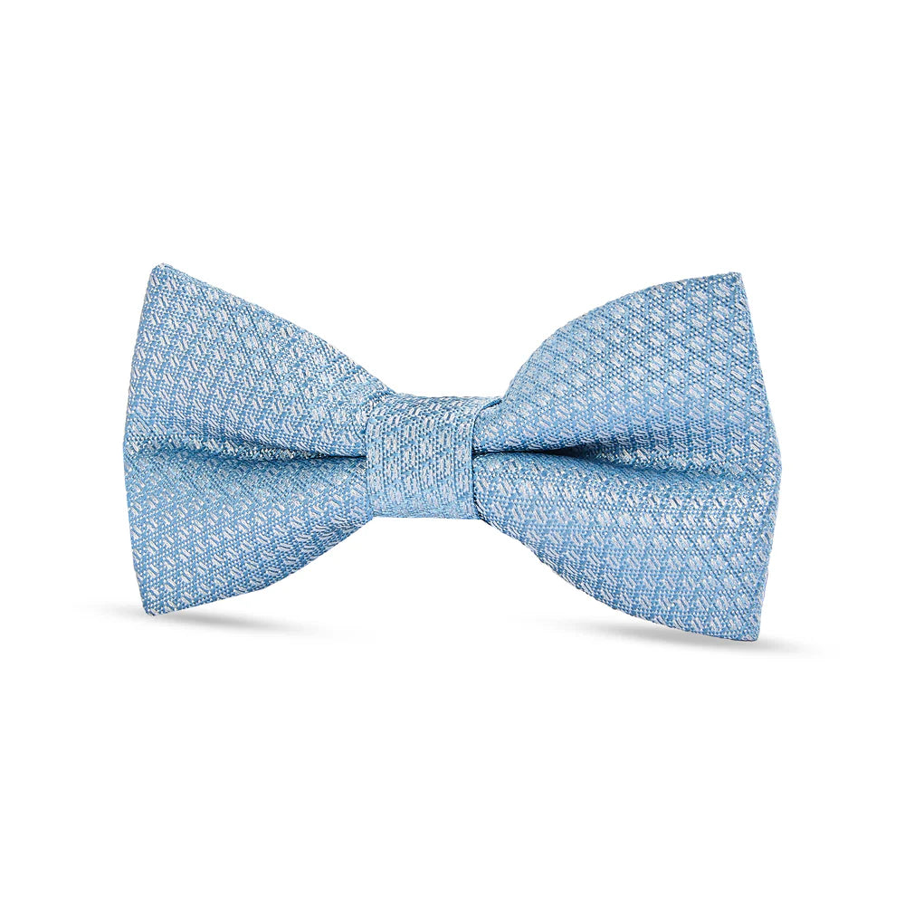 Boys Textured Jacquard Pre-Tied Bow Tie with Adjustable Clip Neck Strap - Light Blue