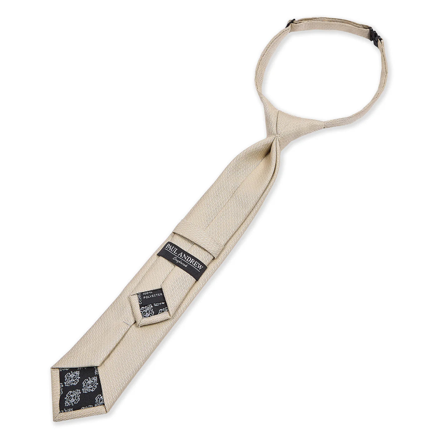 Boys Textured Jacquard Pre-Tied Tie with Adjustable Clip Neck Strap - Champagne