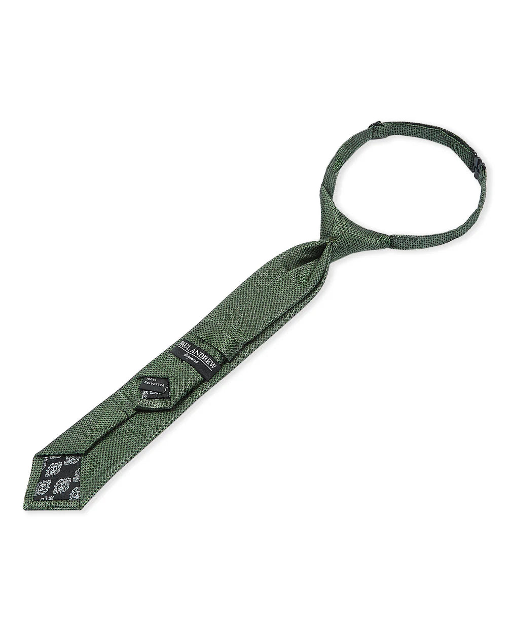 Boys Textured Jacquard Pre-Tied Tie with Adjustable Clip Neck Strap - Green