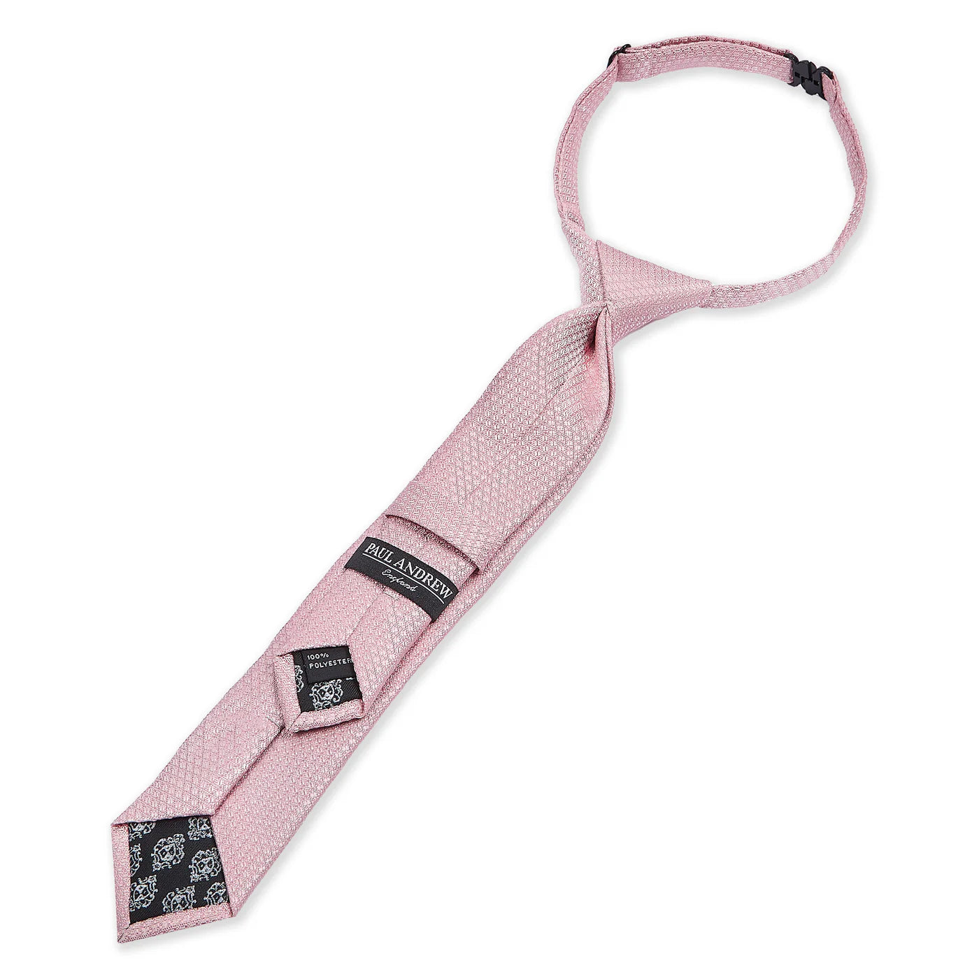 Boys Textured Jacquard Pre-Tied Tie with Adjustable Clip Neck Strap - Light Pink