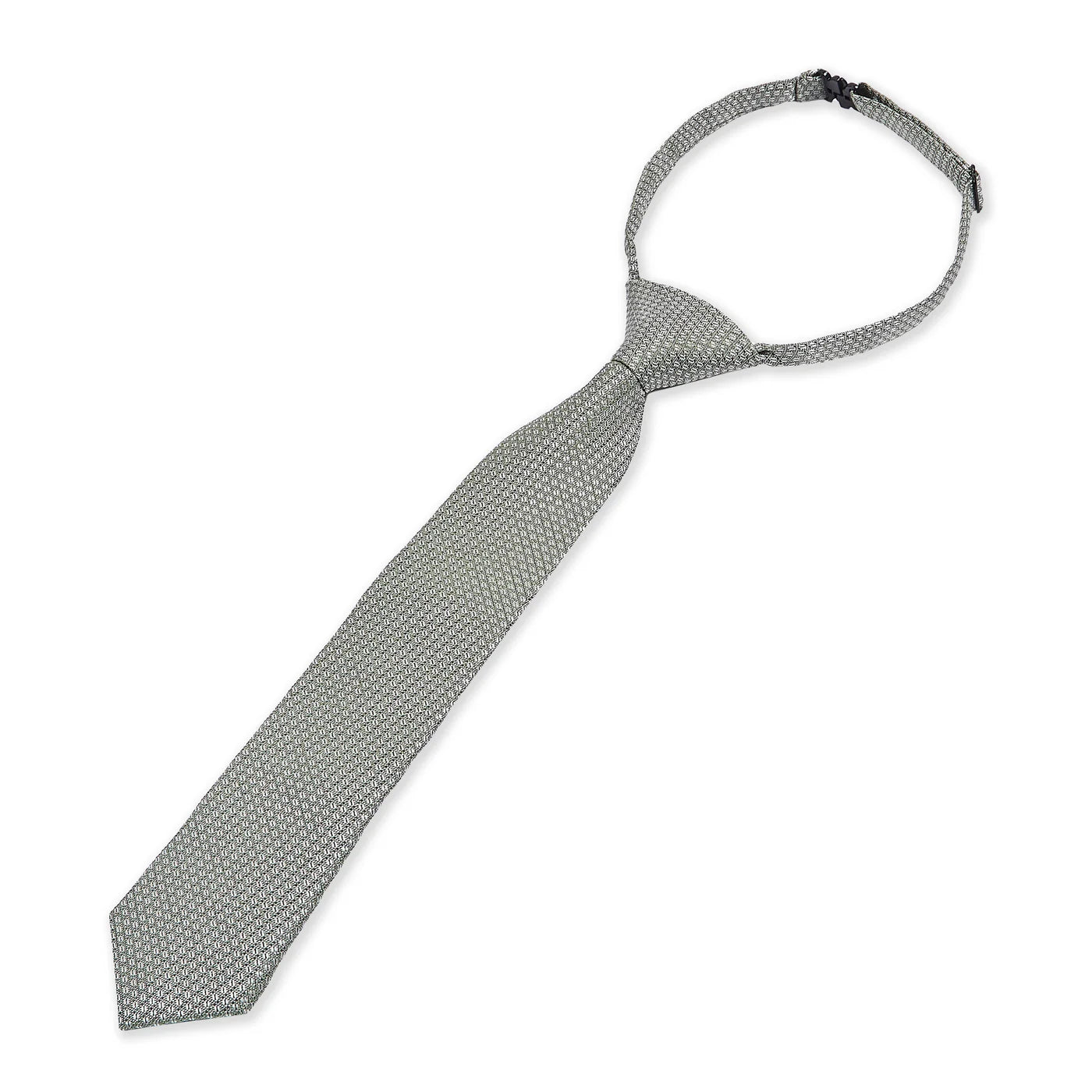 Boys Textured Jacquard Pre-Tied Tie with Adjustable Clip Neck Strap - Sage Green