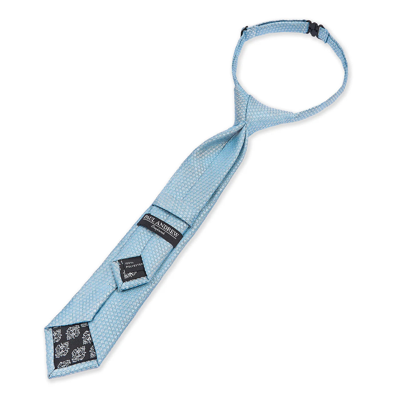 Boys Textured Jacquard Pre-Tied Tie with Adjustable Clip Neck Strap - Sky Blue
