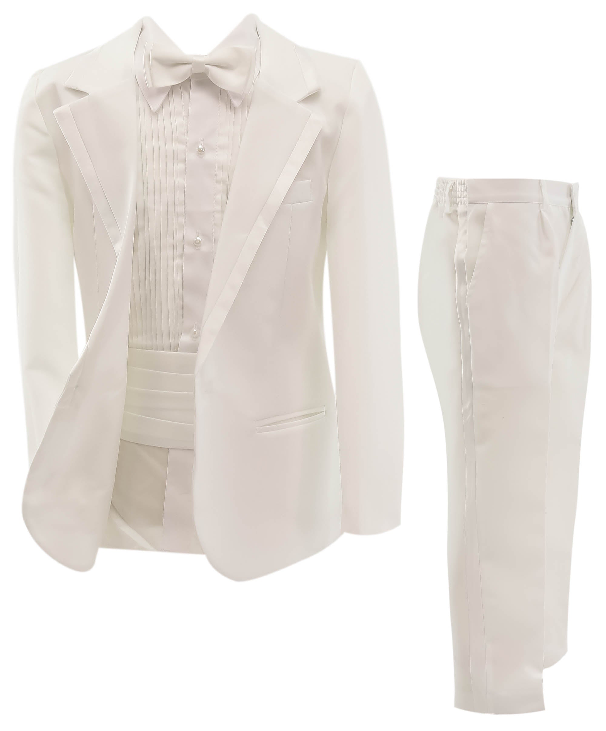 Boys Tuxedo Suit Set - Ivory Front Picture